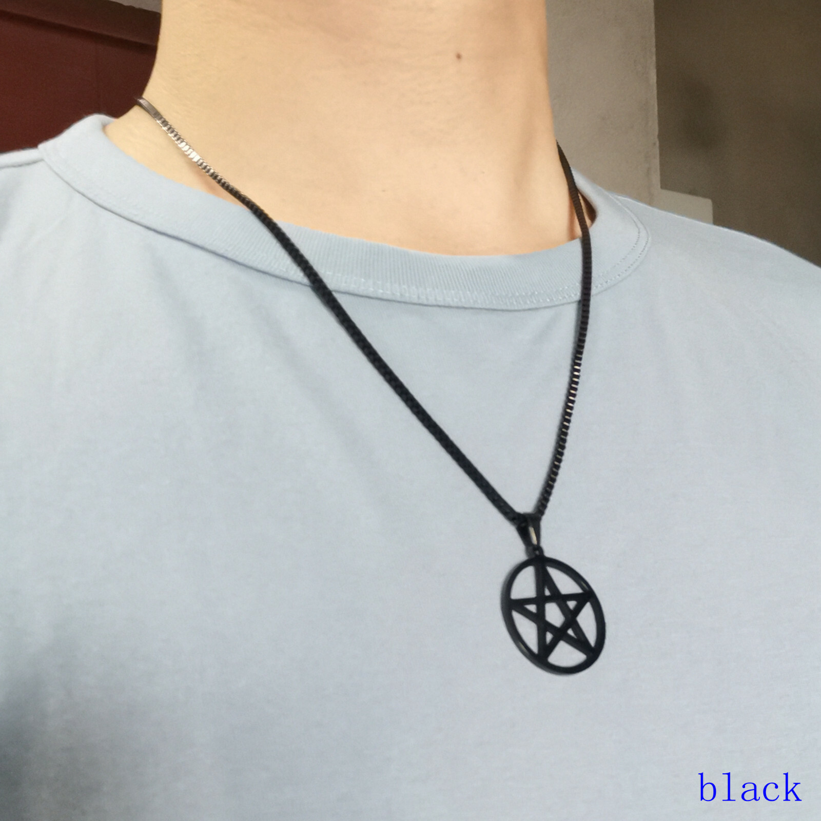 Stainless steel Pentagram star charm necklace pendant 16–40inch box chain