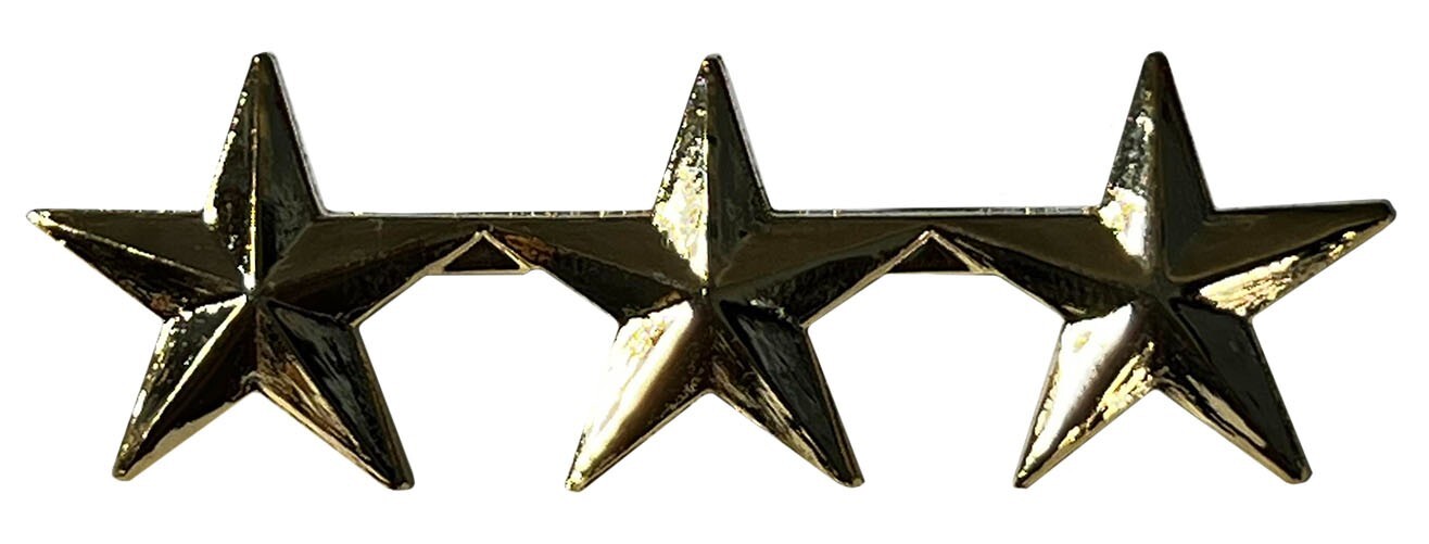 U.S MILITARY LIEUTENANT GENERAL GOLD THREE STAR COLLAR INSIGNIA PIN LAPEL