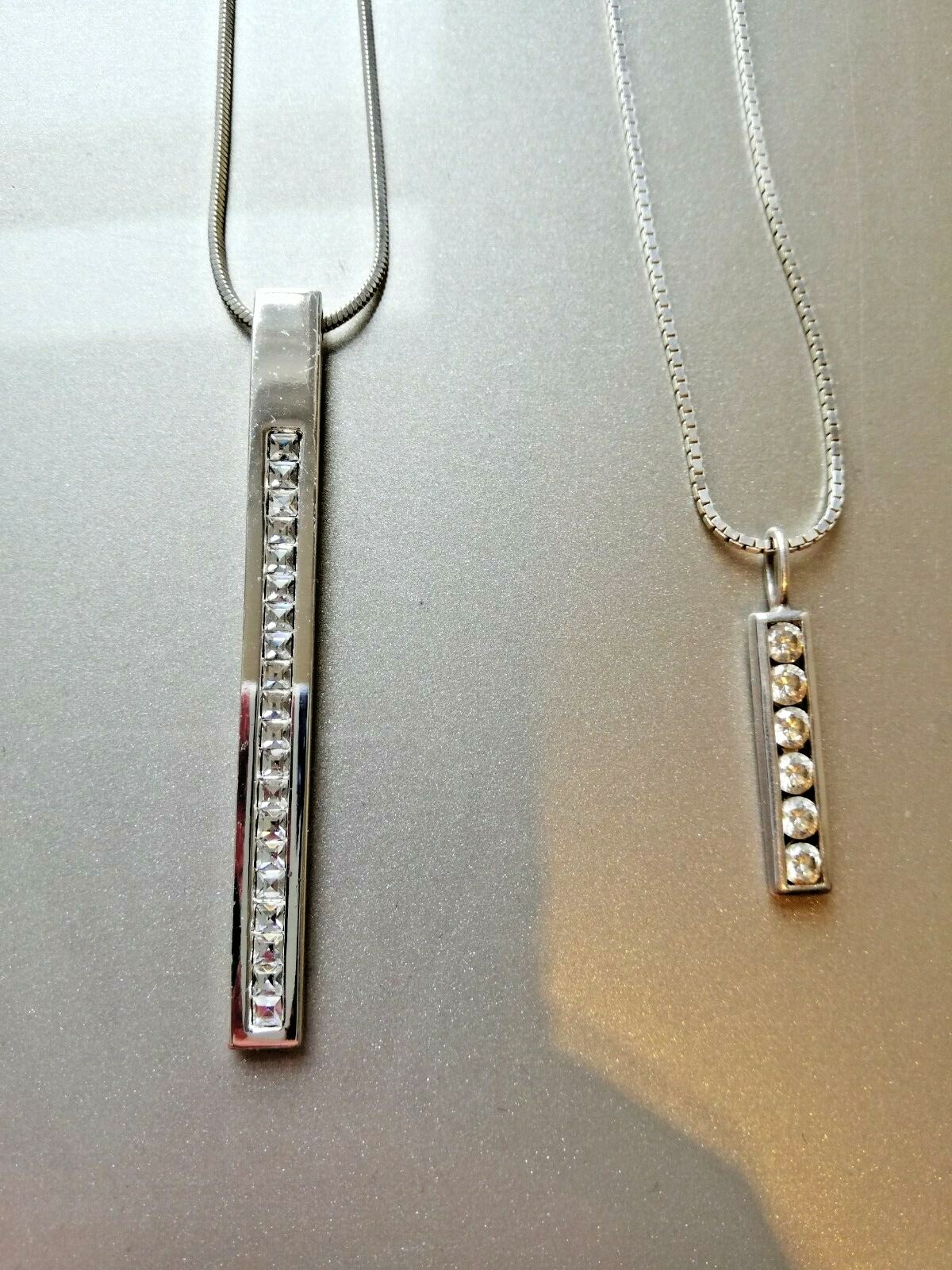 4x PIECE JEWELLERY SET – 2x Necklaces, 2x Earrings *SILVER COLOUR/DIAMONTE*