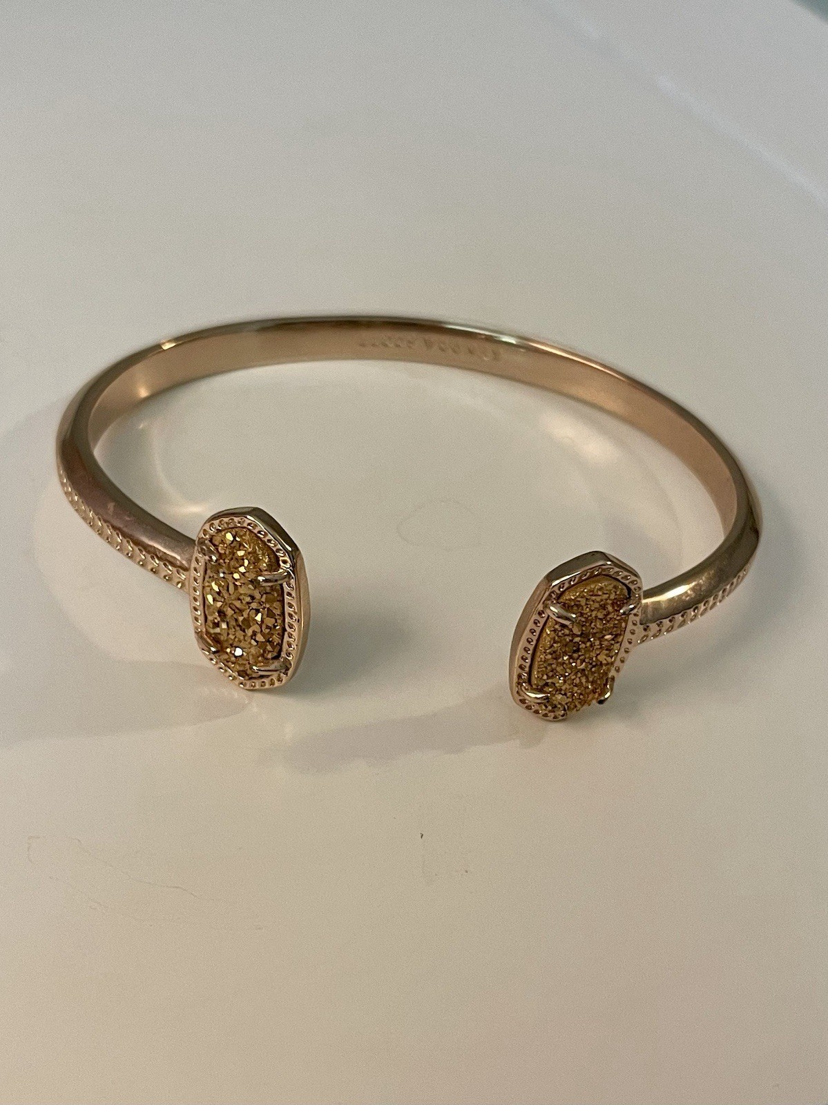 Kendra Scott Elton Cuff Bracelet Drusy Rose Gold Never Worn No Box