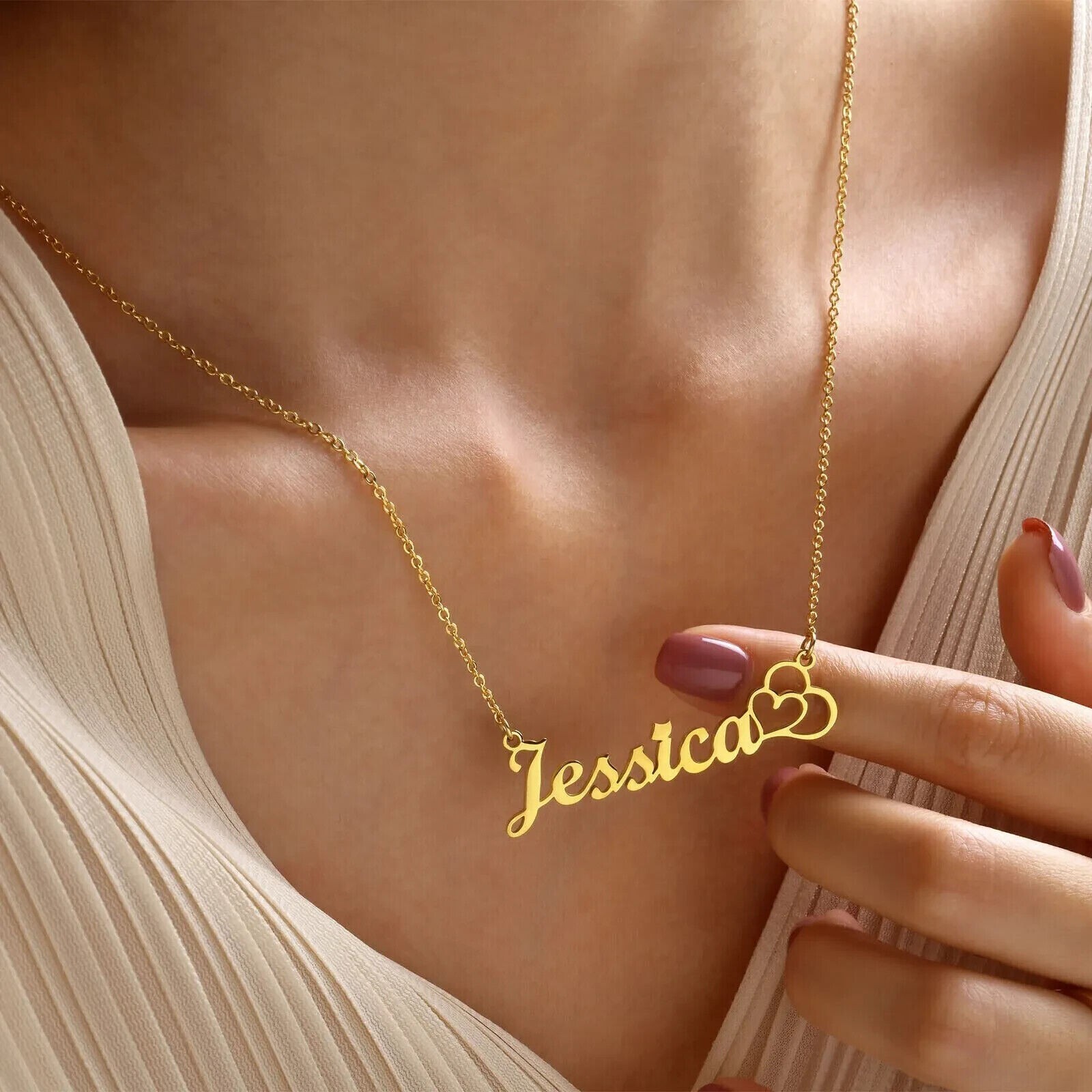 Stunning Customized Any Name Charm Pendant 18″ Free Chain 14K Yellow Gold Plated