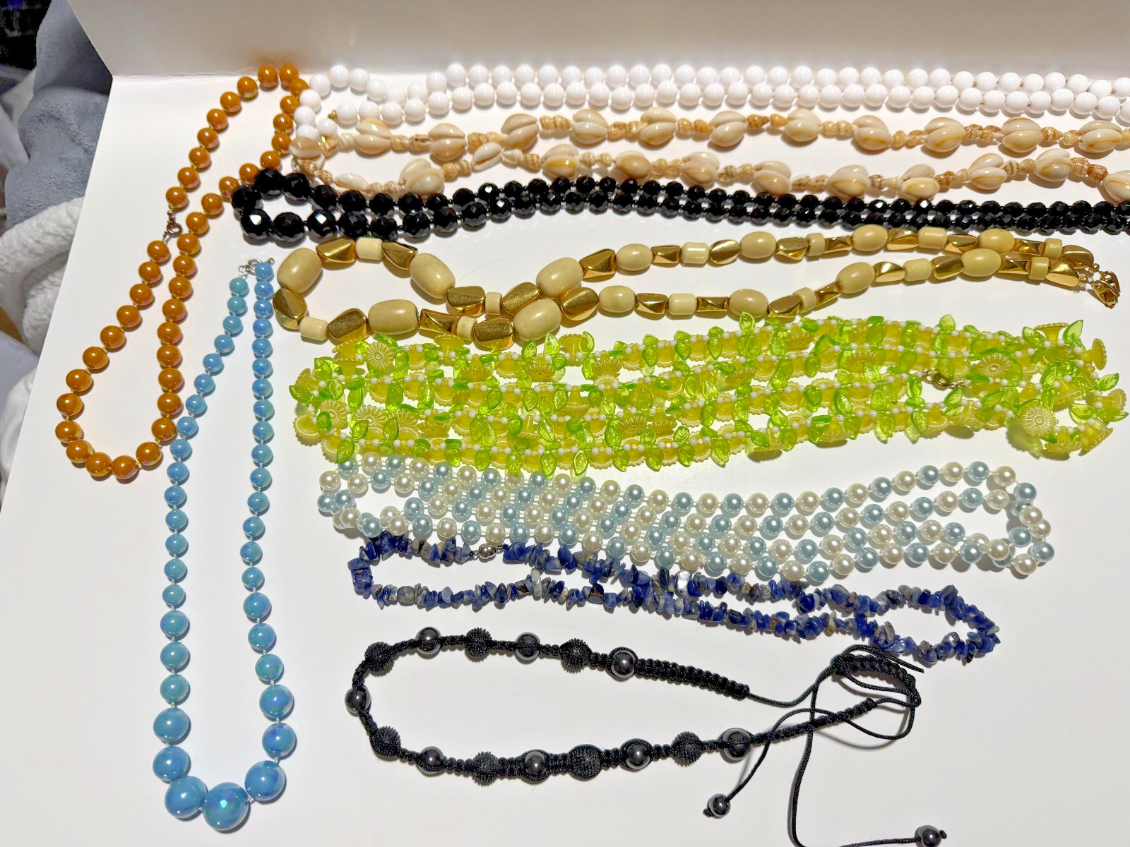 Lot of 10 Long Beaded Necklaces (2 Branded)