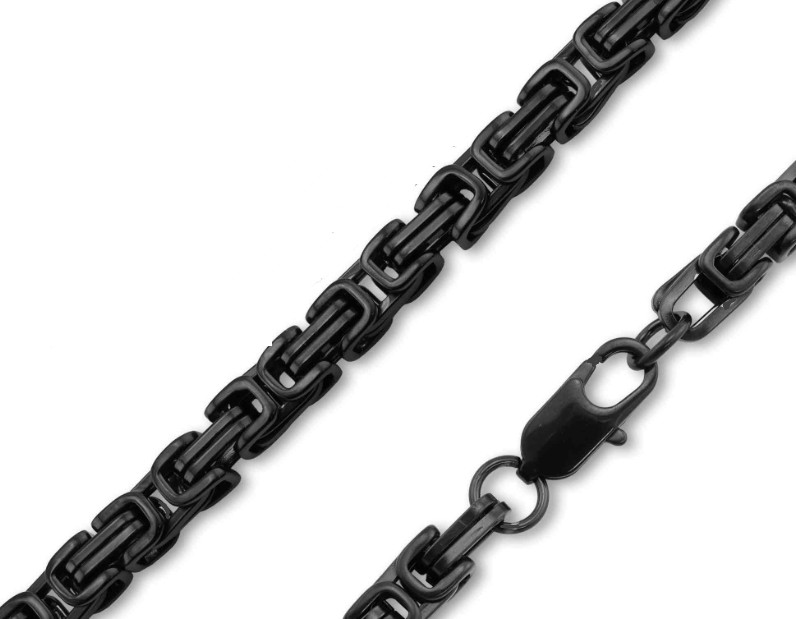 Stainless Steel 7mm Byzantine Necklace / Chain Black 36