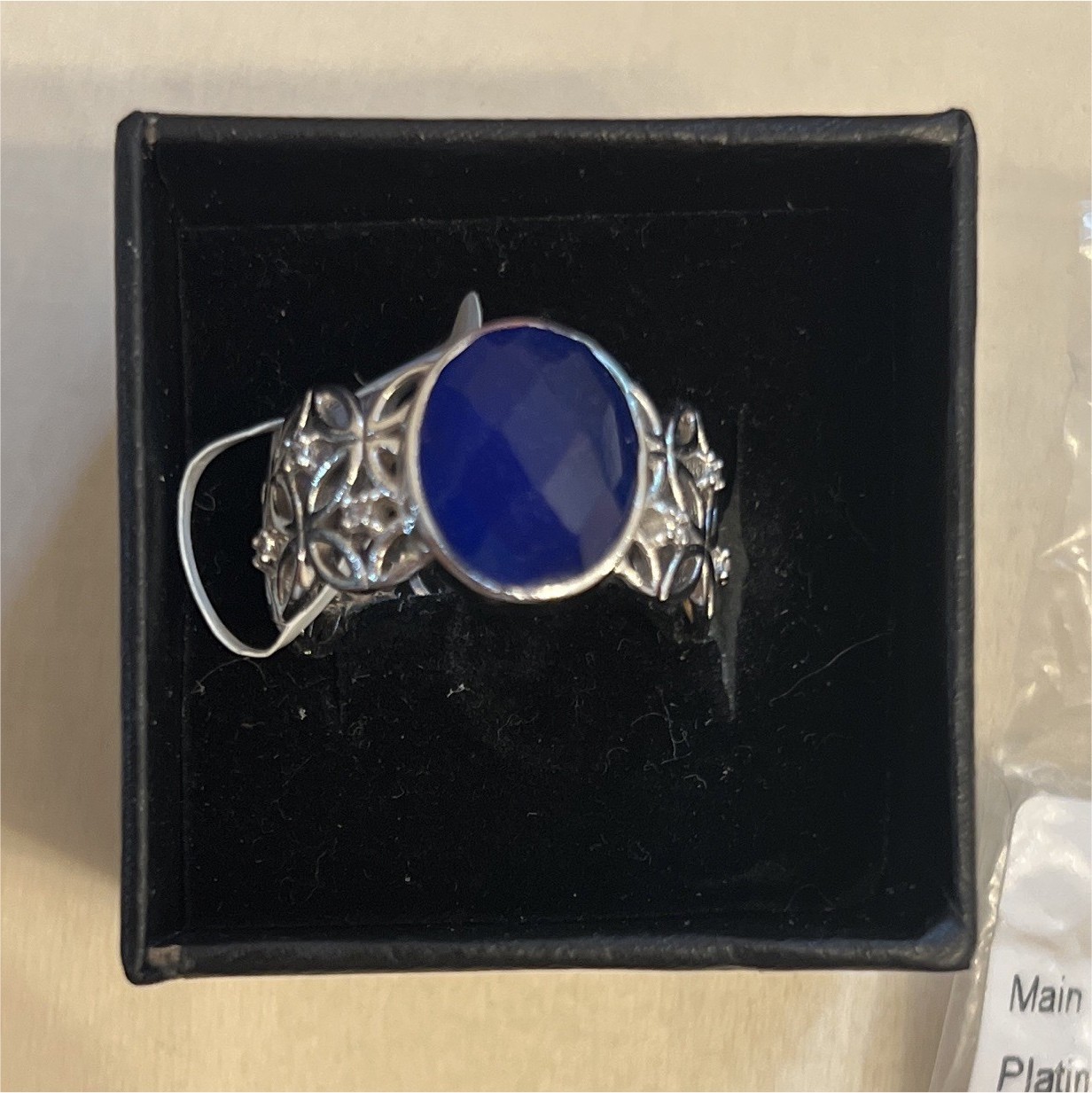 Ring Bomb Party Pure in Heart RBP2762 Rhodium Plated Blue Quartz Ring Sz 10