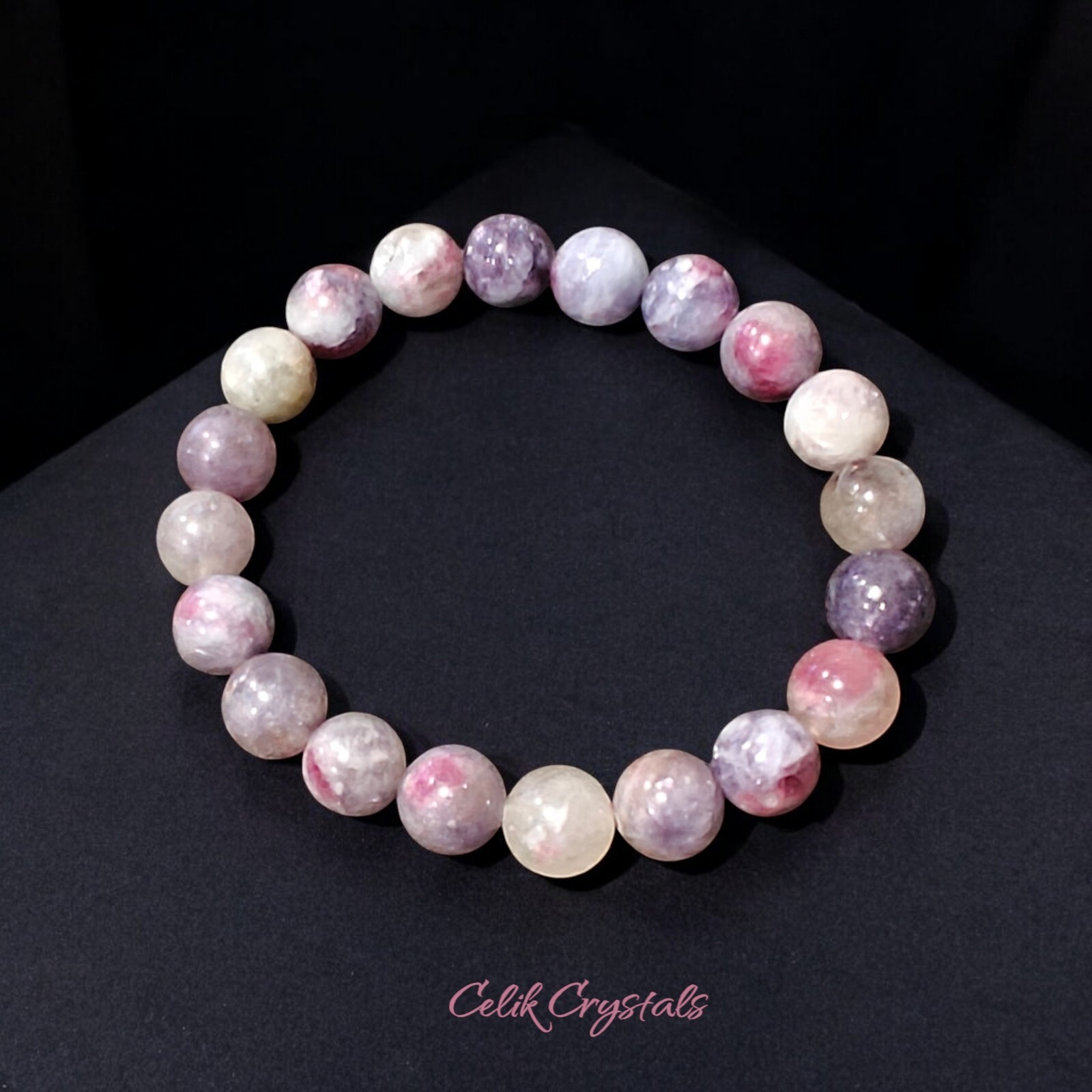 Pink Tourmaline Quartz Crystal Healing Bracelet Natural Stones 10mm
