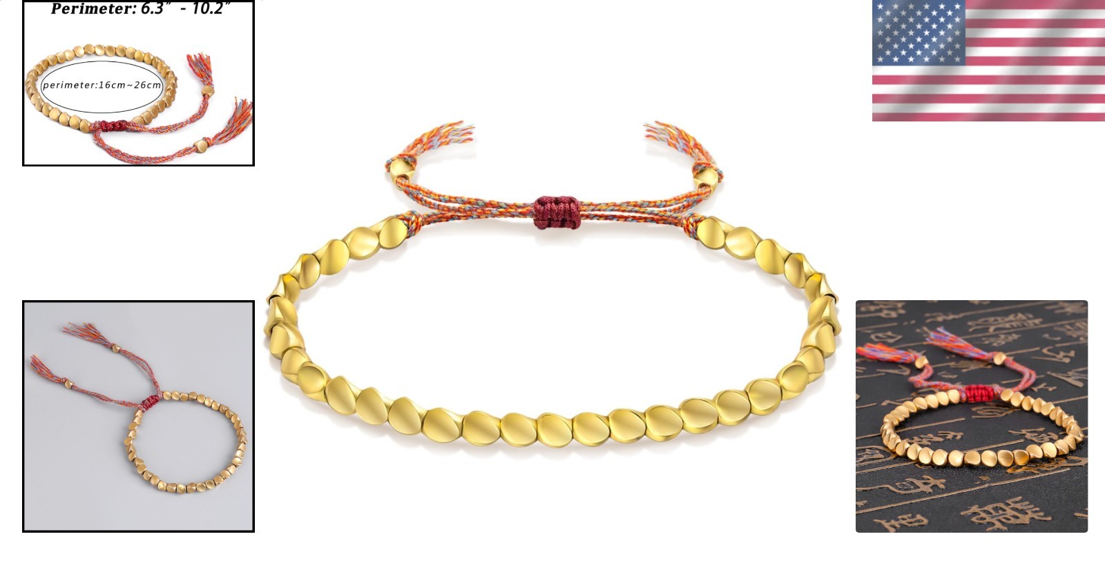 Tibetan Copper Bead Bracelet Set Adjustable Handmade Braided for Women Men