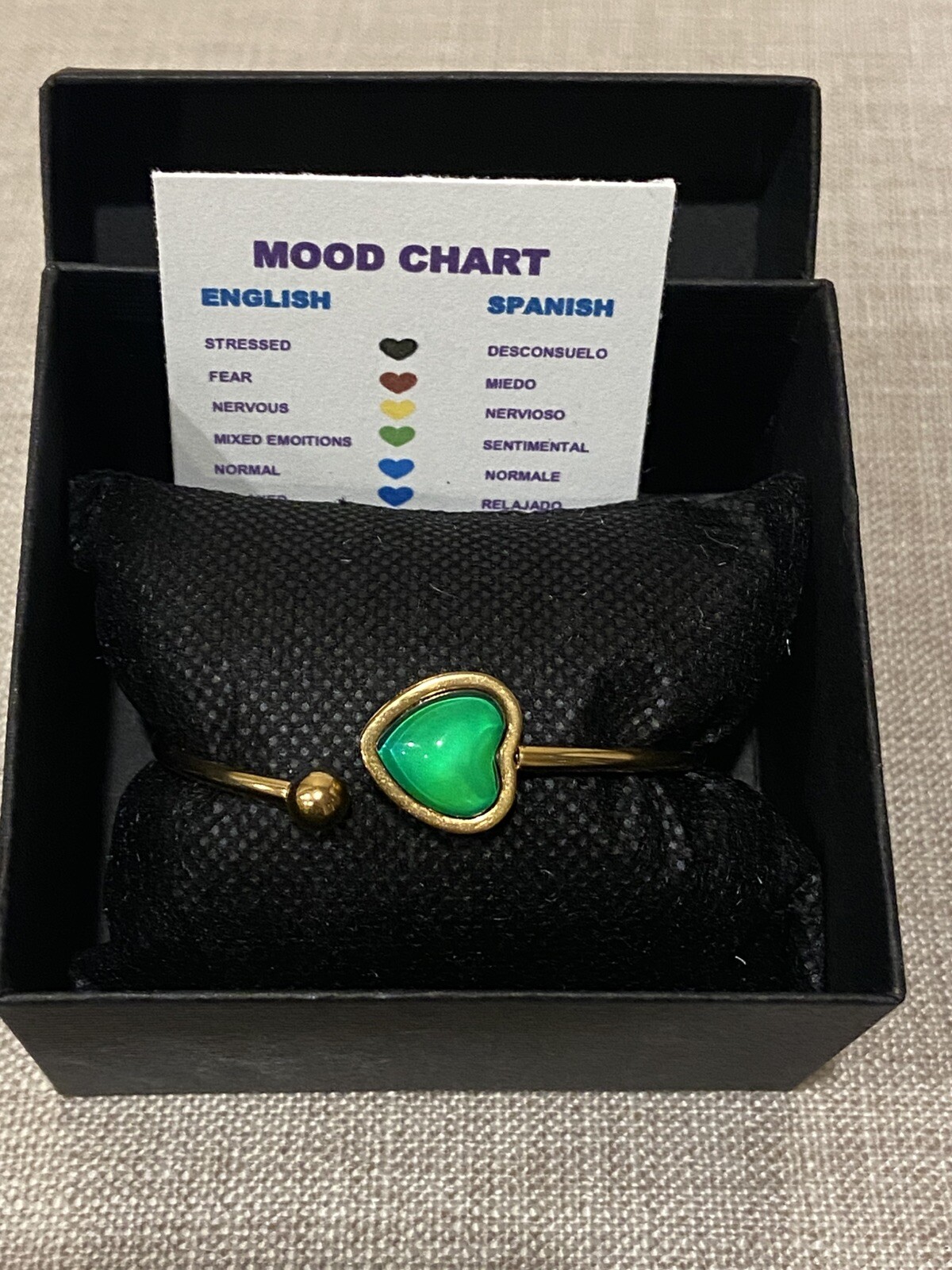 Heart Shape Mood Color Changing Love Bracelet- Stainless Steel Gold Tone