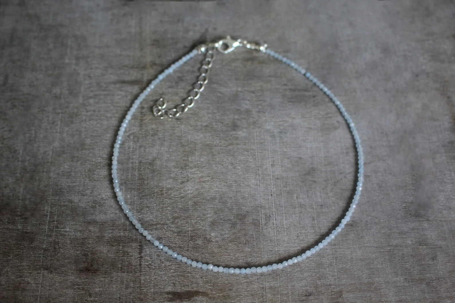 2mm Dainty Aquamarine Choker Blue Stone Queen Necklace Healing Reiki Energy Gift