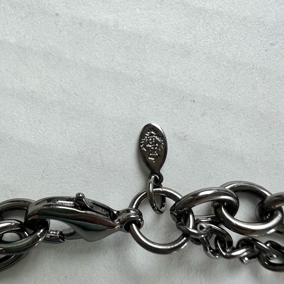 Long Layered Gunmetal Chain Necklace with Knot Details Fashion Jewelry