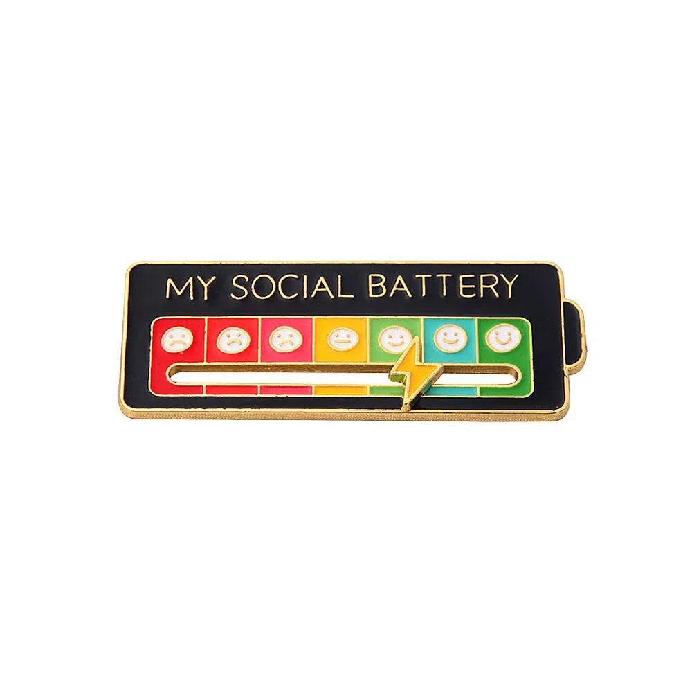 3pack My Social Battery Interactive Mood Enamel Pin