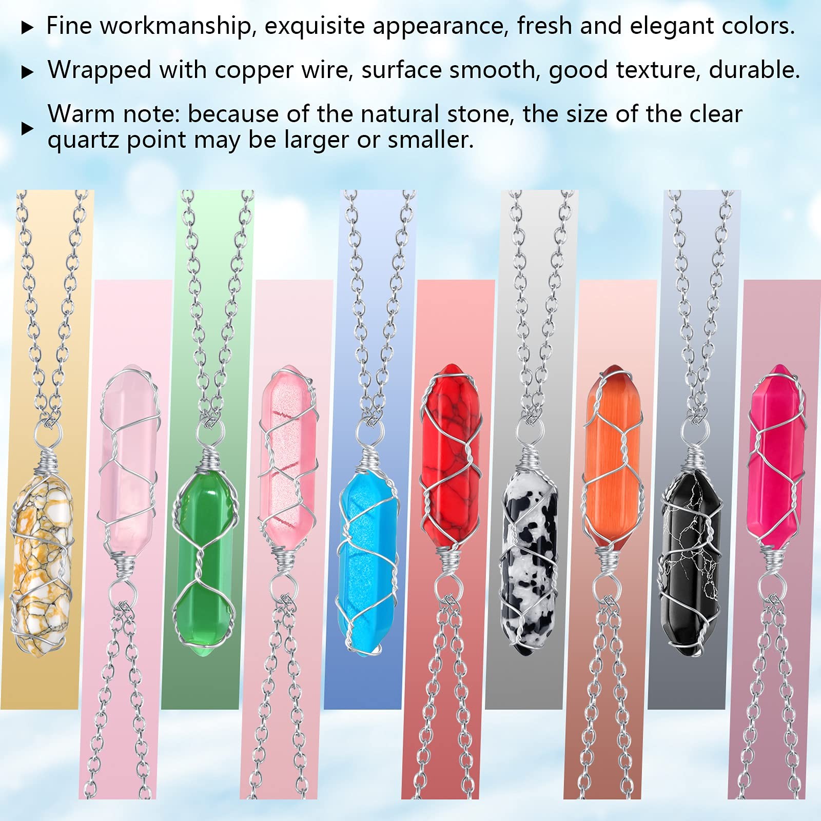 10 Pcs Hexagonal Crystal Pendant Necklace Full Wire Wrap Gemstone Necklace