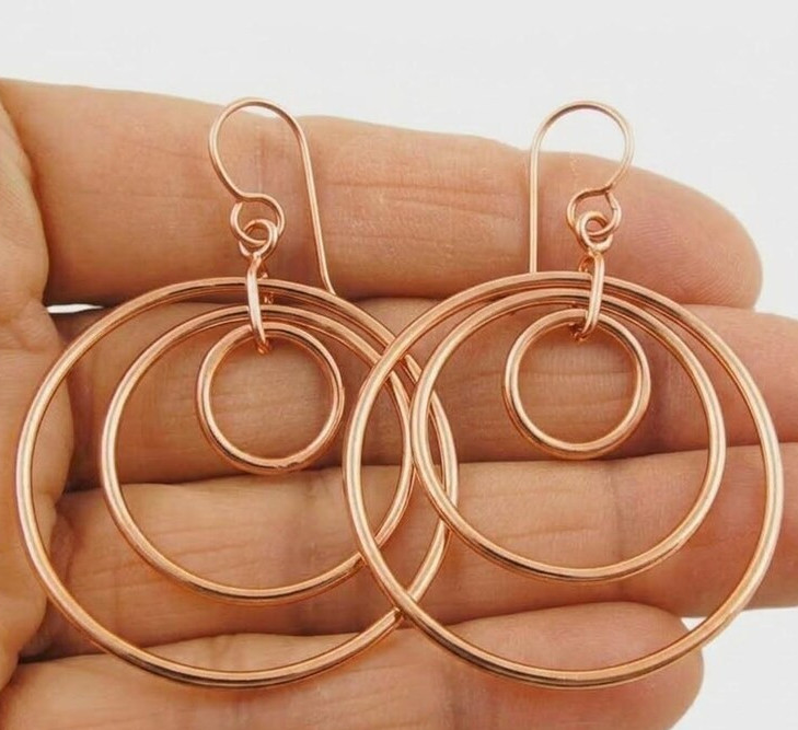 1 Pair Pure Copper Healing Hook Earrings, Jewelry Spiritual Kriya Round
