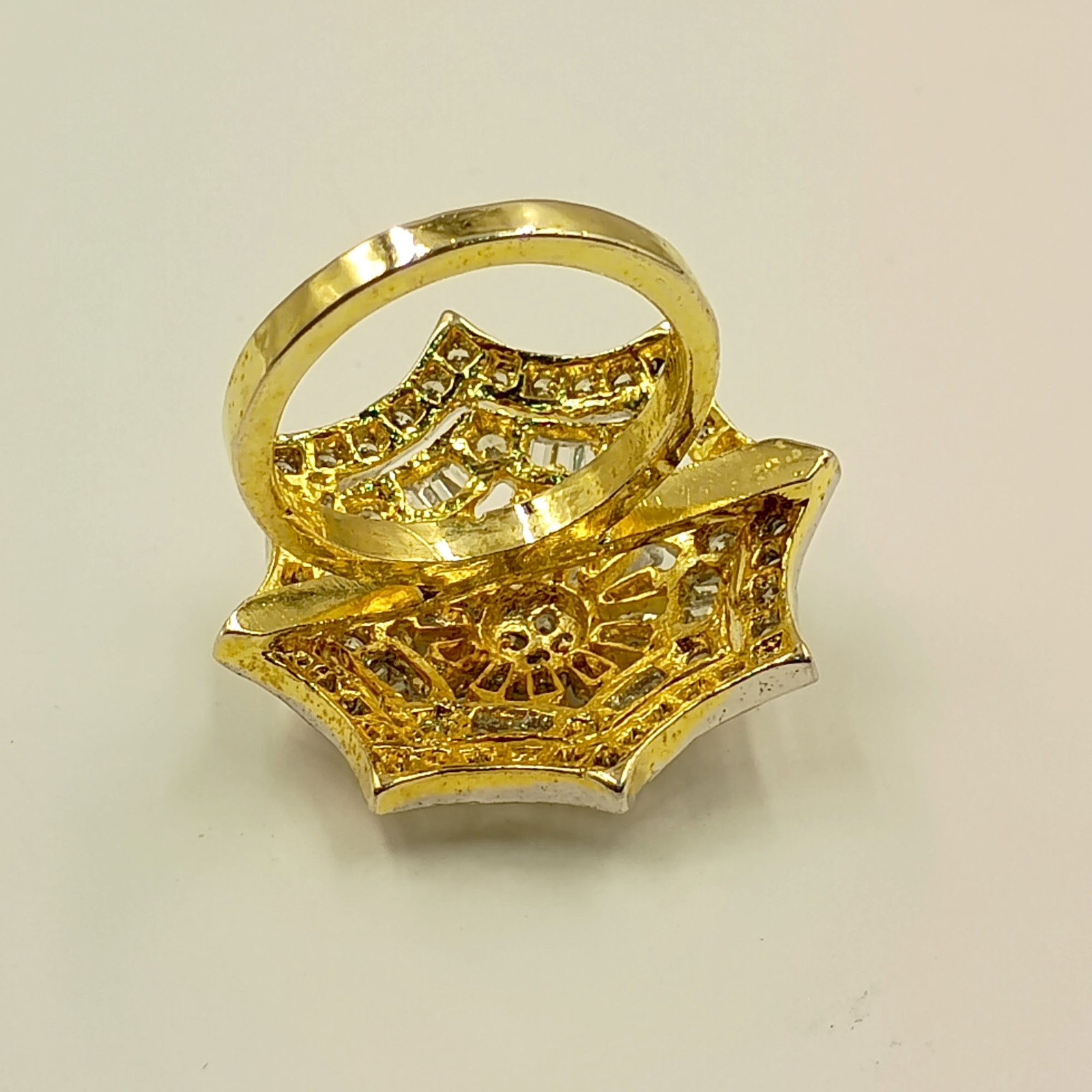 Luxury Handmade CZ Ring 22k Gold Plated South Indian Bridal Fashion Jewelry