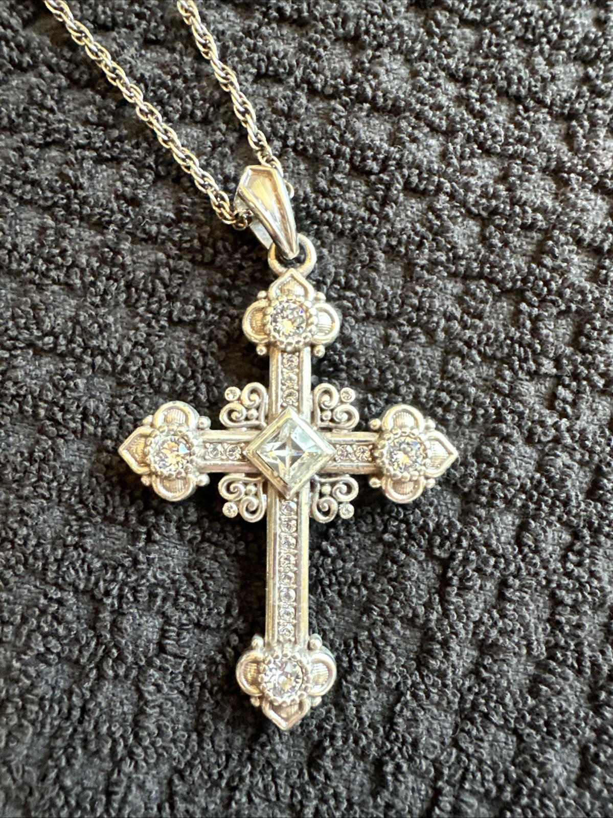 Brighton Women’s Alcazar Silver-Plated Cross Necklace Swarovski Crystals