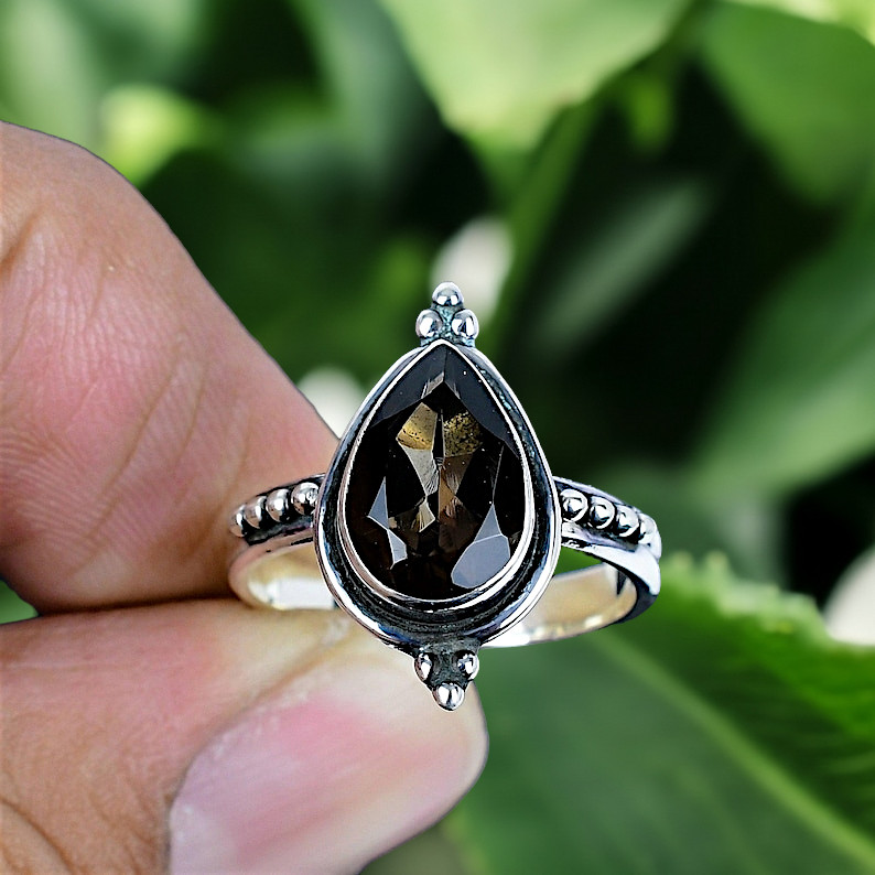 Smokey Quartz Ring 925 Sterling Silver Ring Handmade Gemstone Ring Women’s Ring