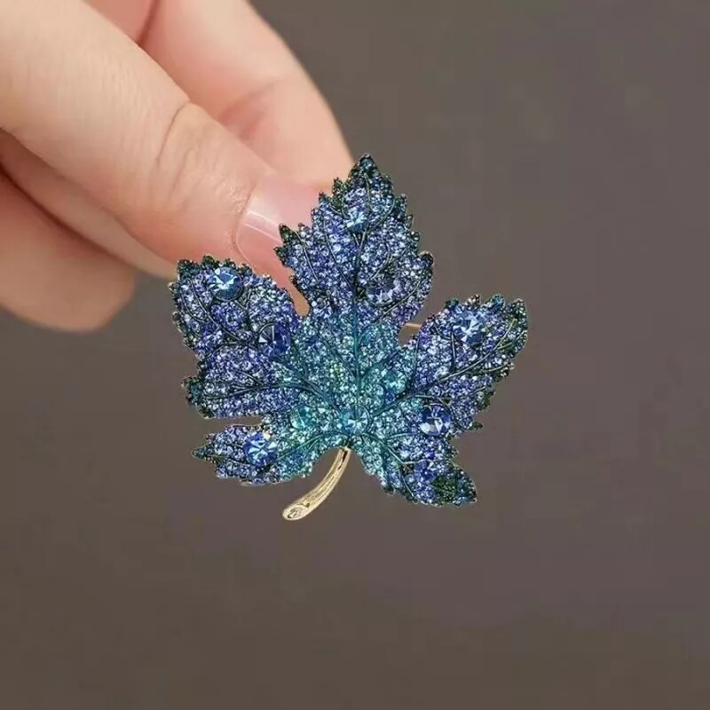 1/2/3/4xVintage Maple Leaf Crystal Corsage Brooch Pin Badge Lapel Women Jewelry