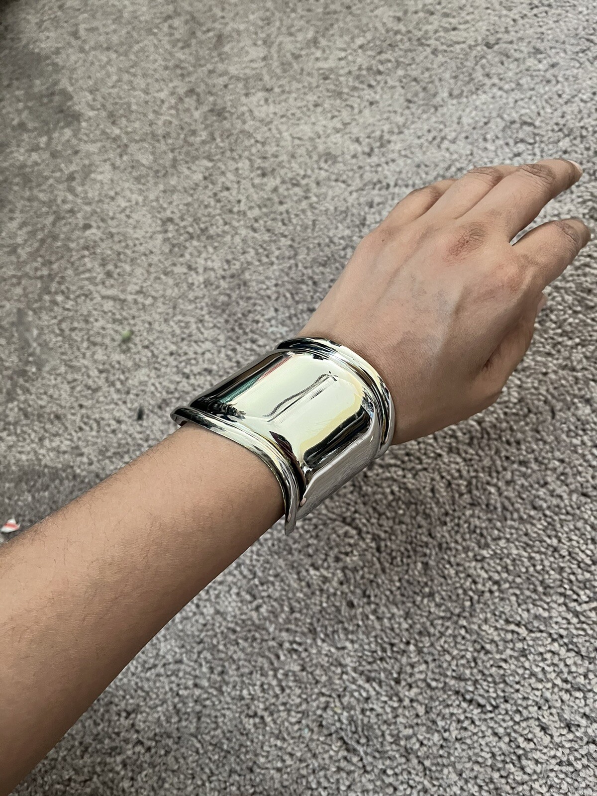 Wide Silver Bracelet Bangle Wedding Cuff Metal Costume Statement Armor Bracer