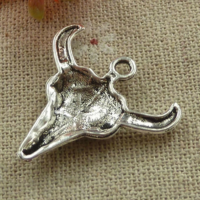 Free Ship 84 pcs tibetan silver cattle head charms 29X28mm L-3380