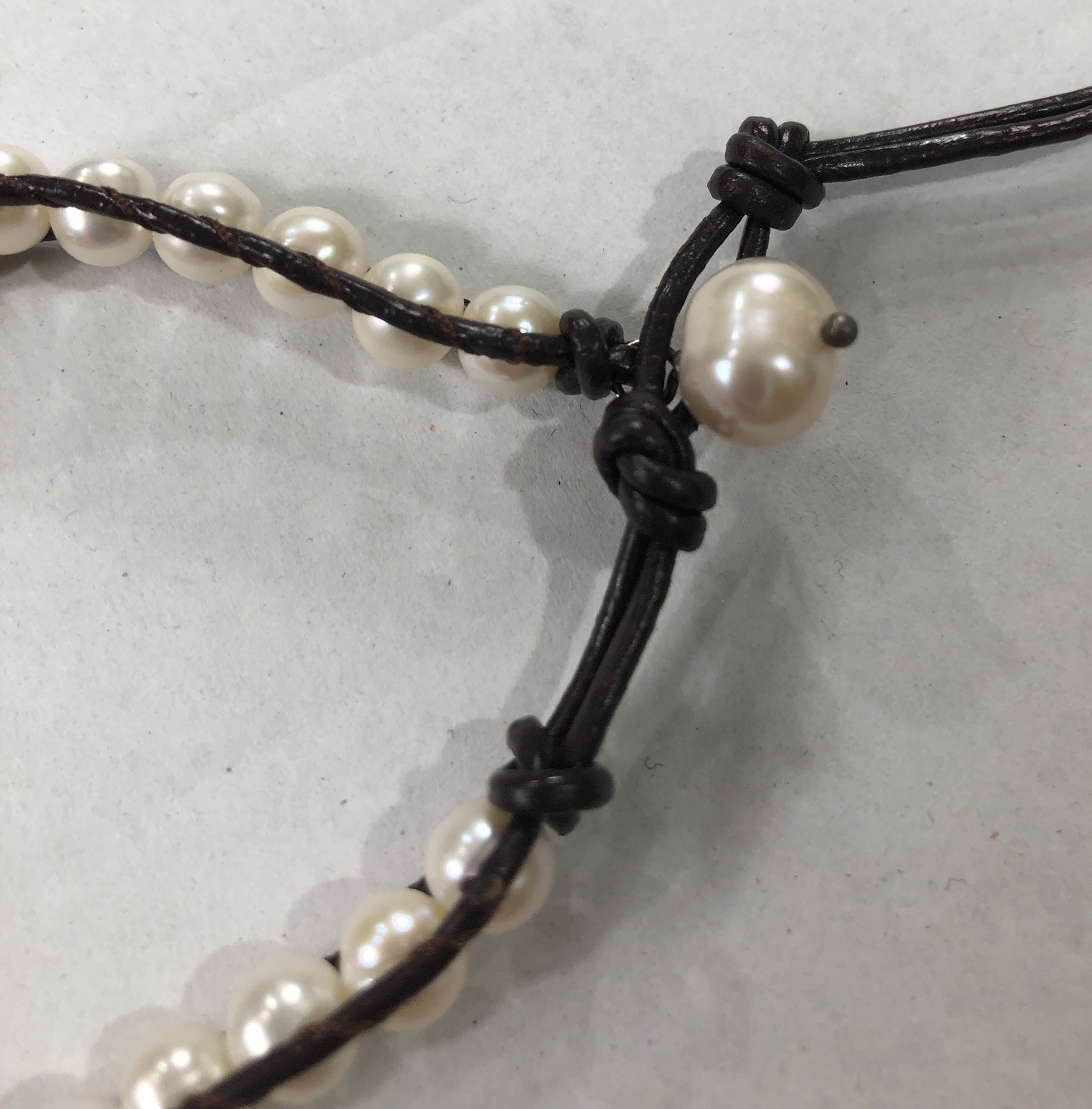 Pearl Leather Bracelet Wrap Artisan Handmade – 7 inch to 8 inch Length