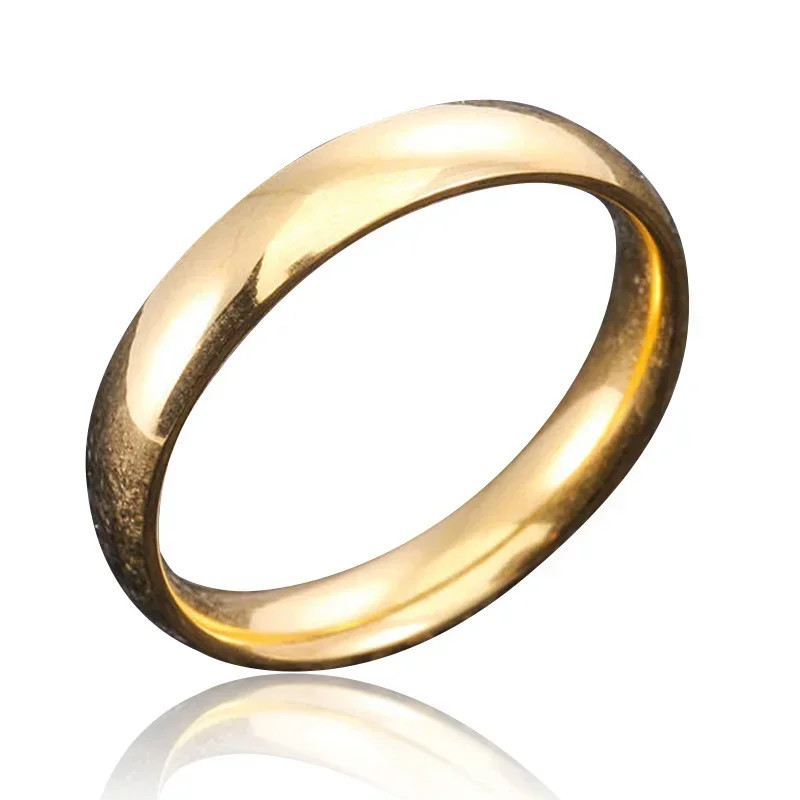 Stainless Steel Smooth Round Ring Women Classic Circular Band Adjustable Jewelry