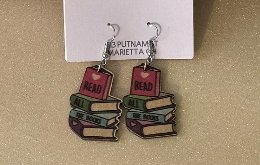 Wooden Book Love READ ALL THE BOOKS Earrings Librarian – Teacher Student Gifts