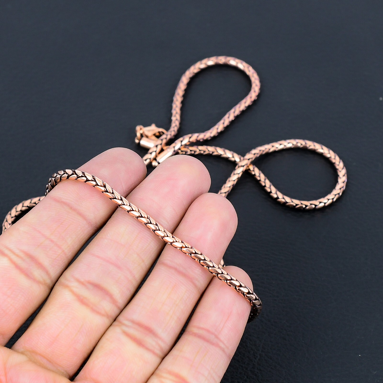 100% Pure Oxidize Copper Wheat Viking jewelry Copper Chain Necklace RJ-01