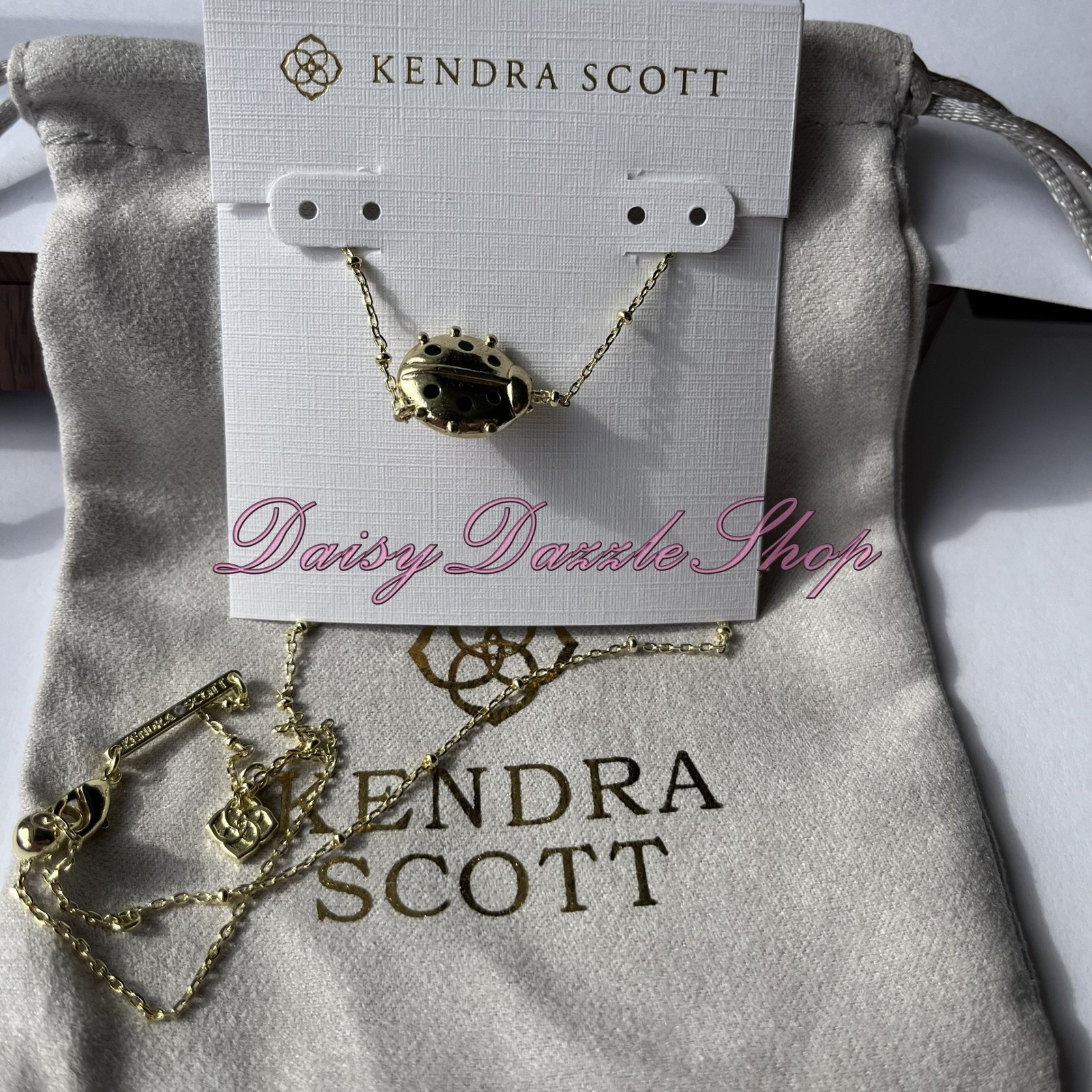 🐞New Kendra Scott Ladybug Gold Pendant Necklace In Red Vermillion Magnesite🐞