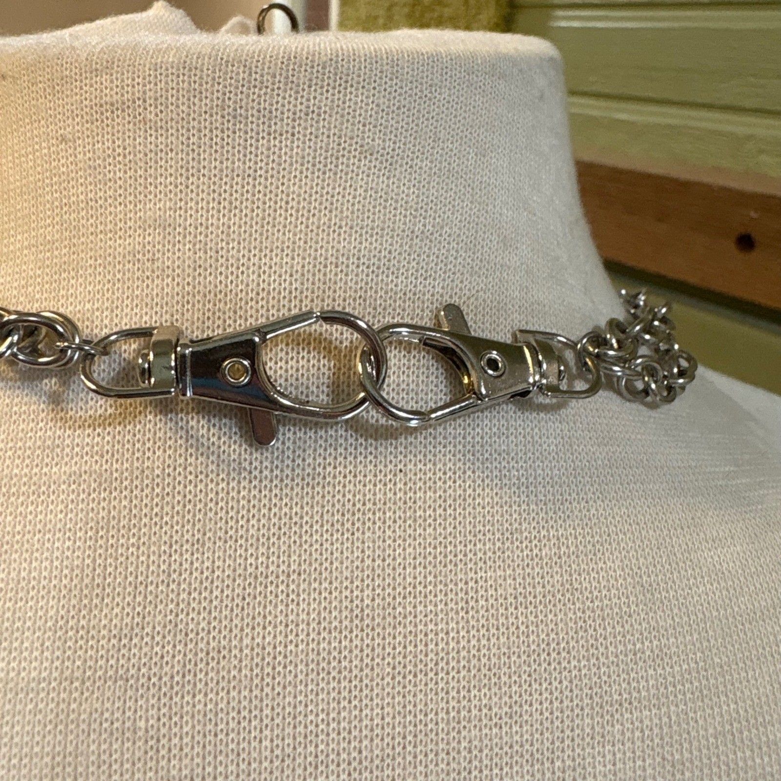 Silver Tone Double Layered Chain Necklace with Multicolor Translucent Dice