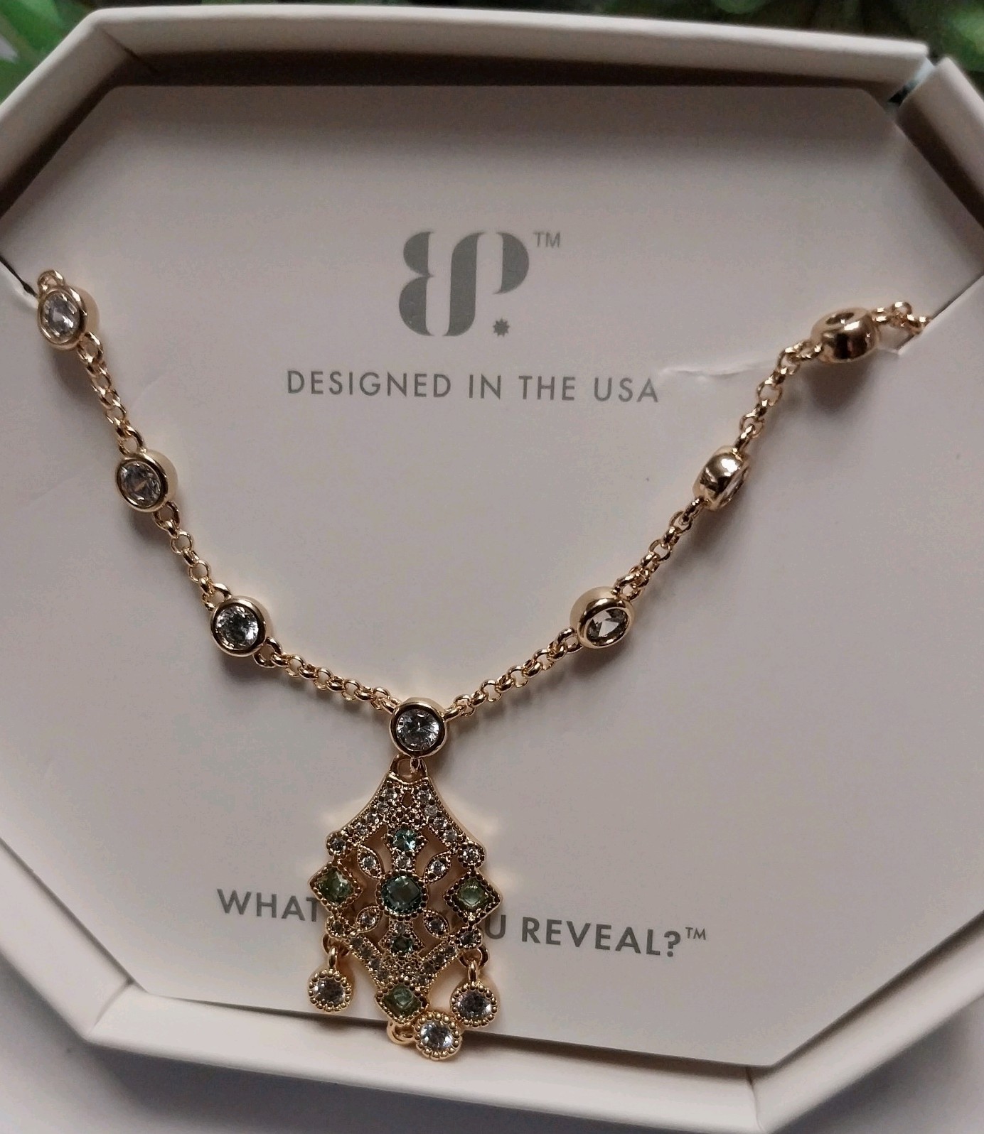 Bomb Party Necklace “Gilded Heirloom” NK98857 Paraiba Tourmaline Gold