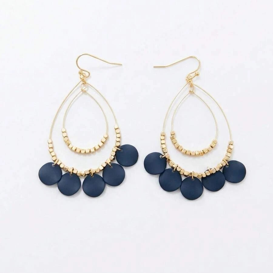 1 pair Boho Tassel Teardrop Earrings Double Layer Beaded Dangle Women Gift