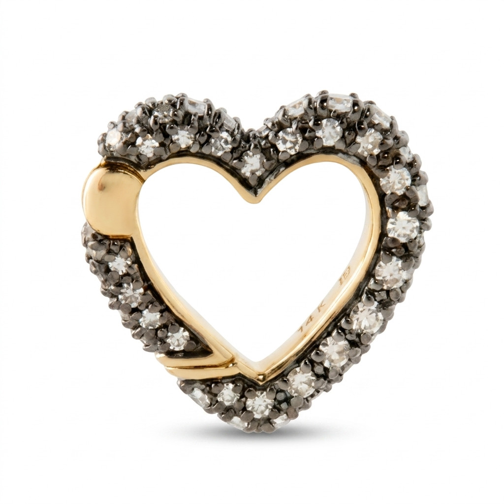 Heart Shape Charm Lock Pendant With CZ Brass Metal Fashion Jewelry for gift