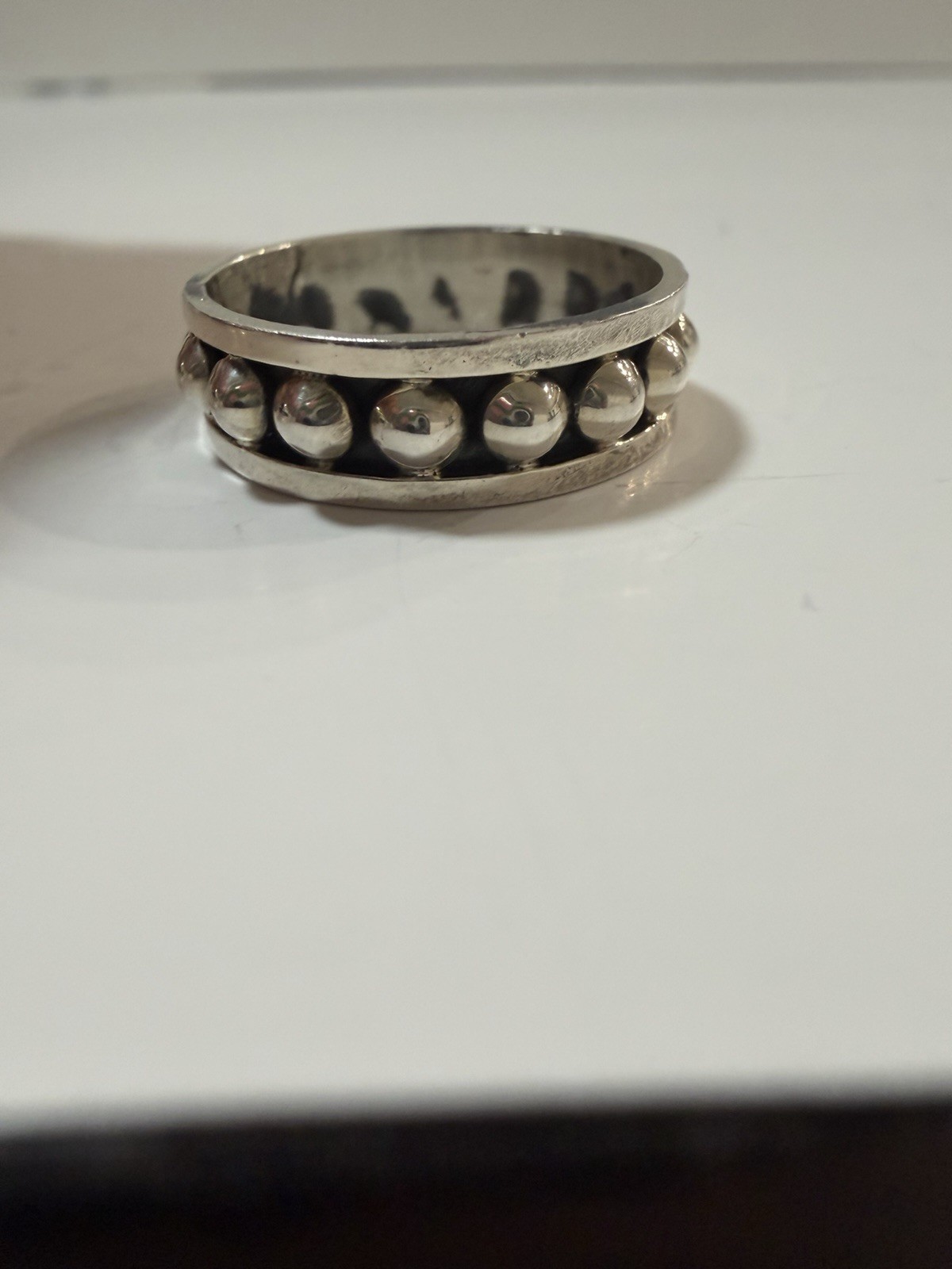 Vintage Mexico 925 Sterling Silver Beaded Ball Band Ring!Size 5.5-6!