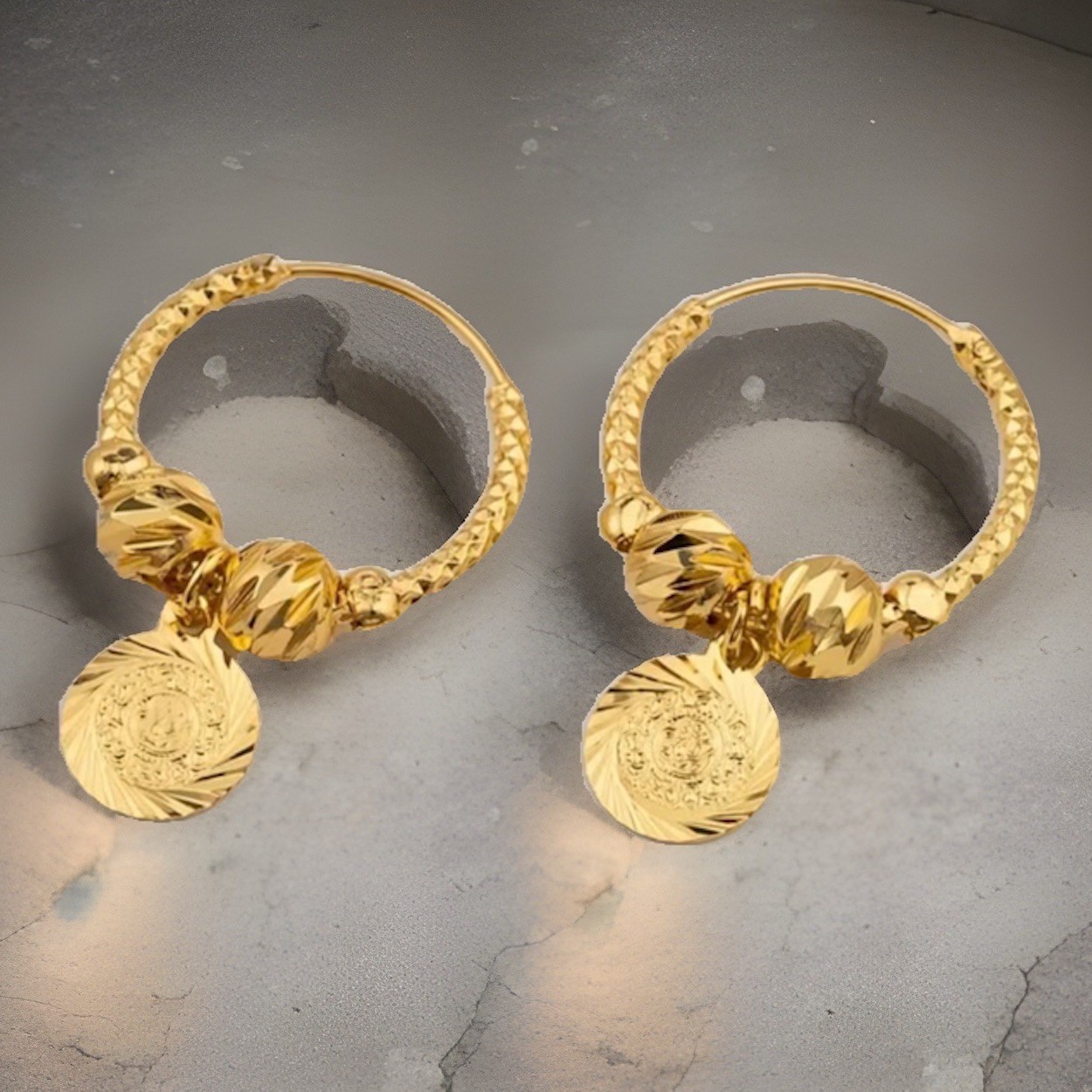 24K Gold Plated Dangle Hoop Earrings Stylish All Occasions Gift