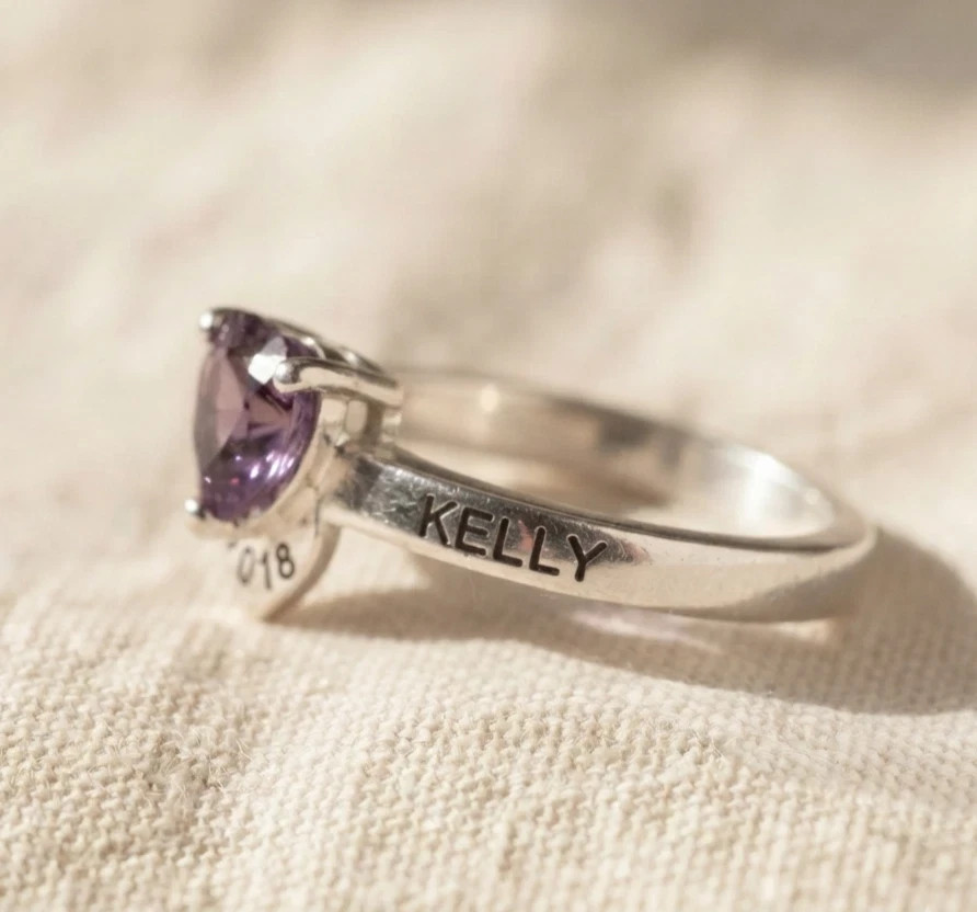Personalized Heart Birthstone High School & Collage Ring 2026 University Class