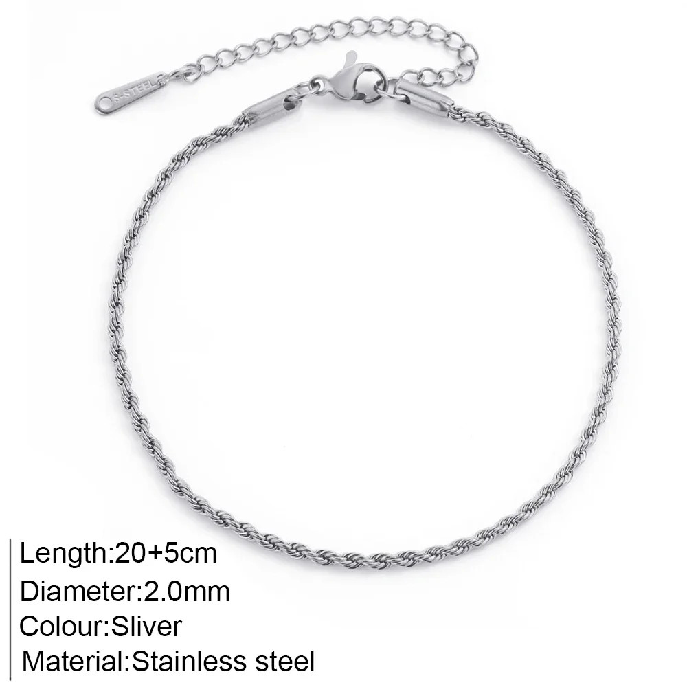 Good Quality Women’s High-end Stainless Steel Anklets Box Chain Clip Bead Chain