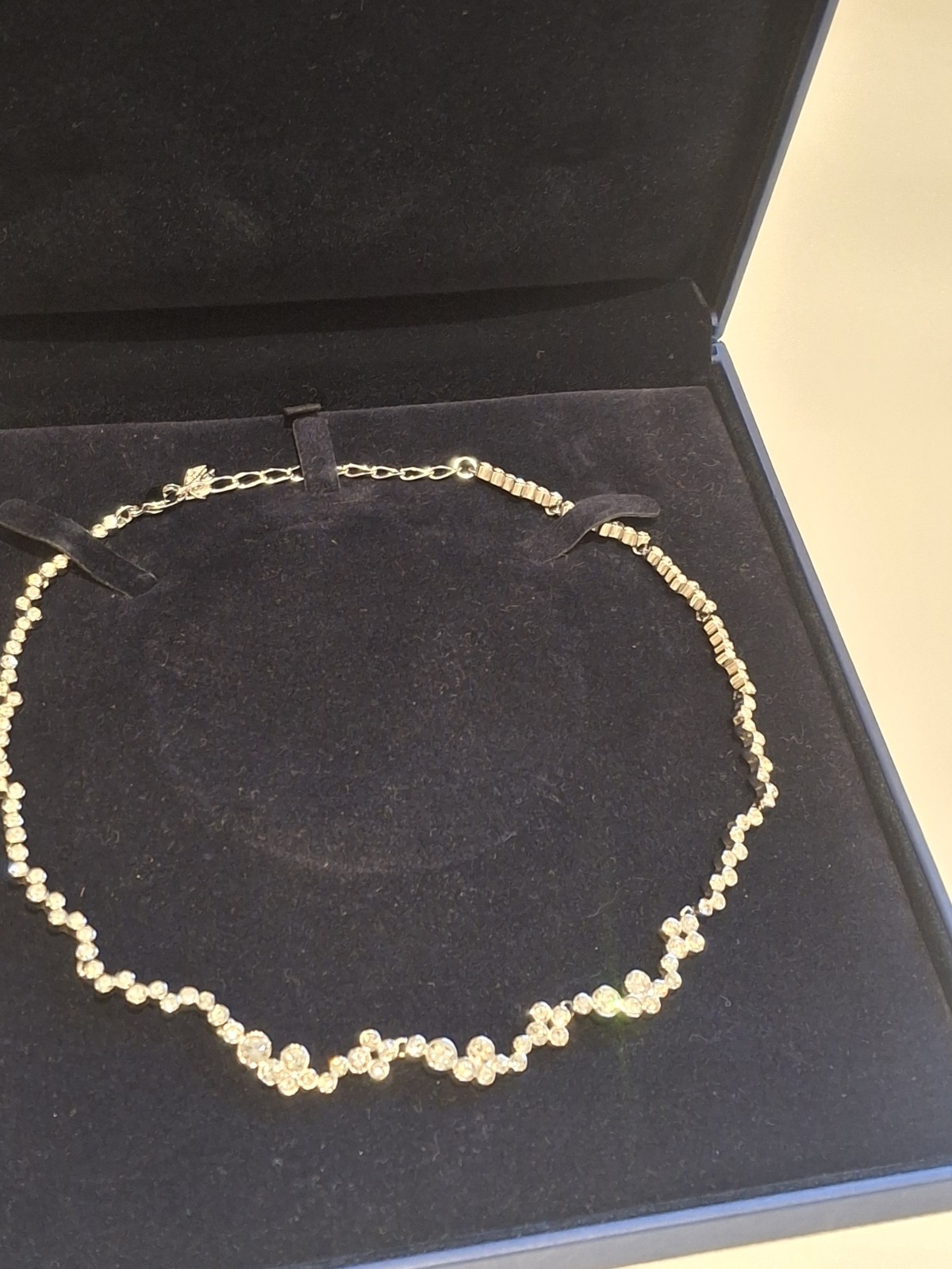 SWAROVSKI Fidelity Collar Necklace 40cm Round Bezel Set Crystals Rhodium Plated