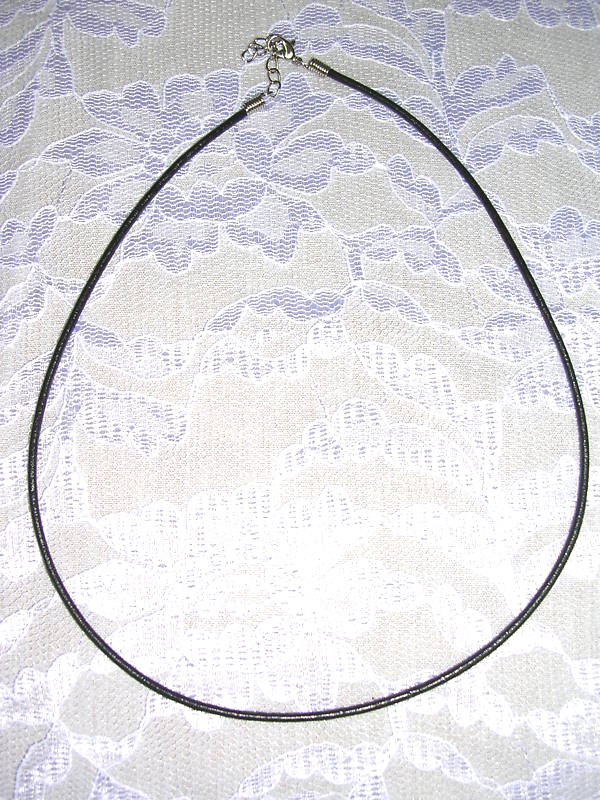 BLACK 2.5 mm LEATHER CORD 17 – 18 INCH NECKLACE CORD WITH EXTENDER CHAIN