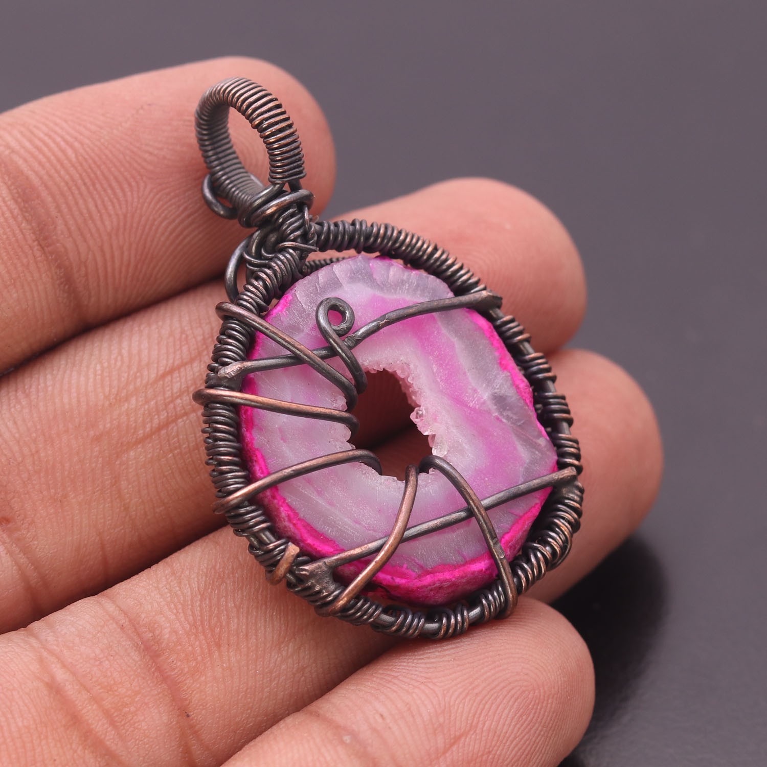 Labradorite Gemstone Copper Wire Wrapped Handmade Pendant Jewelry Gift For Her