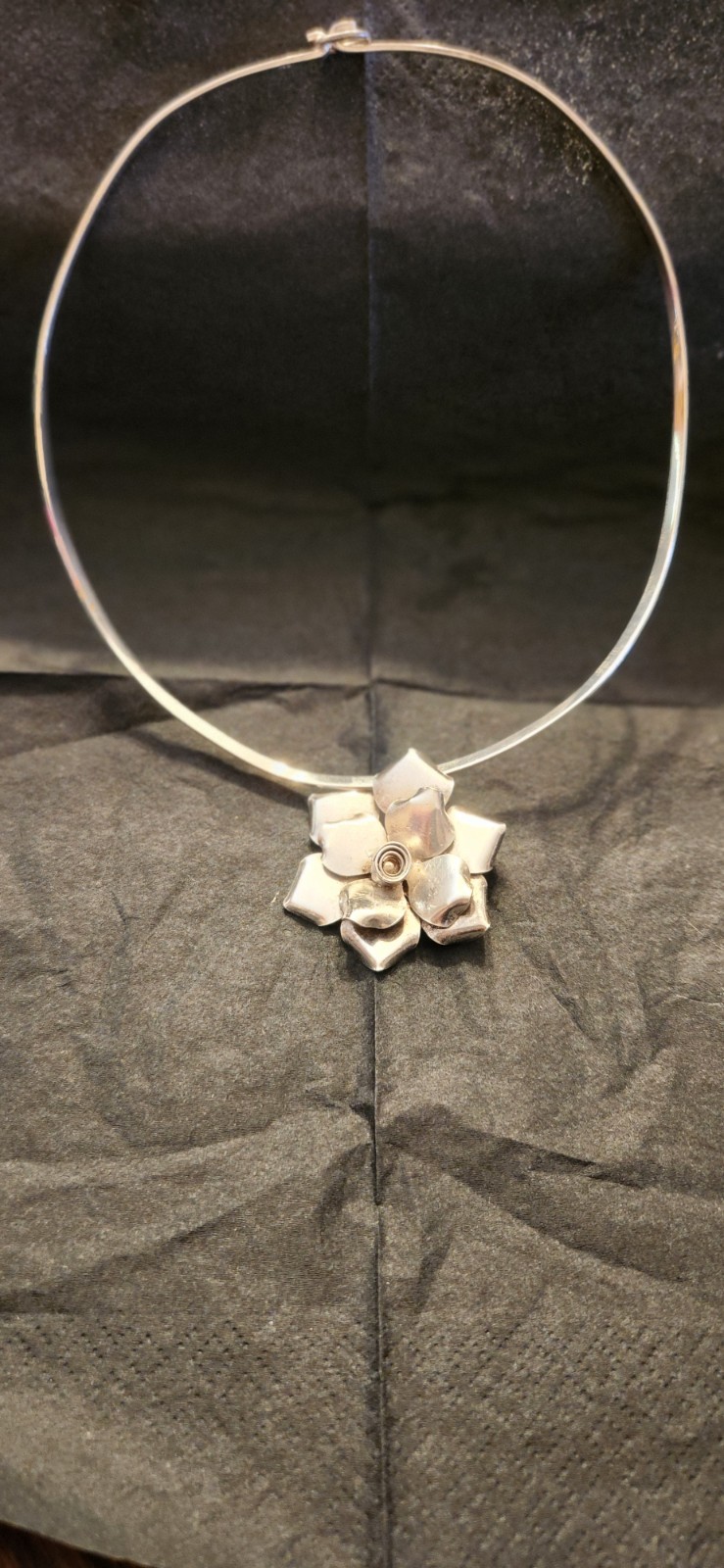 Handcrafted Sterling Silver 925 Flower Pin/Pendant With 925 Sterling Necklace
