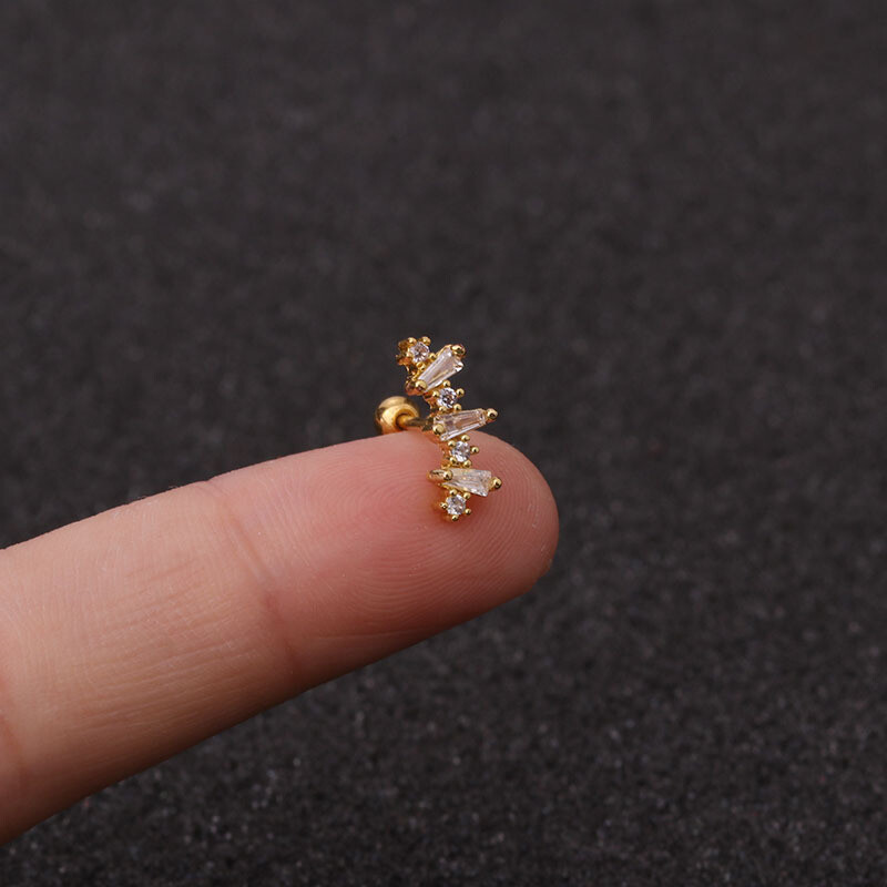 Beautiful Gold Silver Rose Cartilage Helix Conch Earrings Surgical steel B2