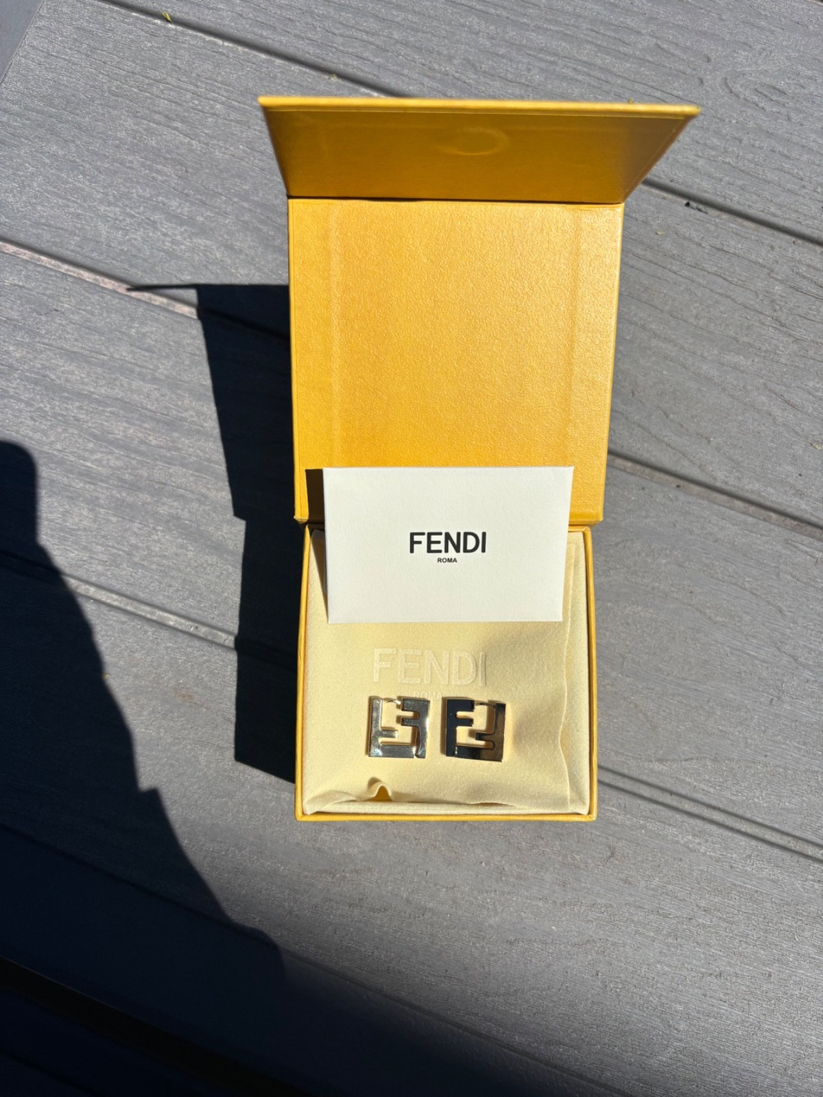Authentic Forever Fendi – FF motif-shaped gold earrings barely worn