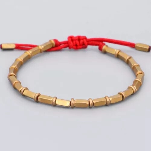 Red/Black- Tibetan Buddhist Long Copper Beads Healing Lucky Rope Bracelet Bangle