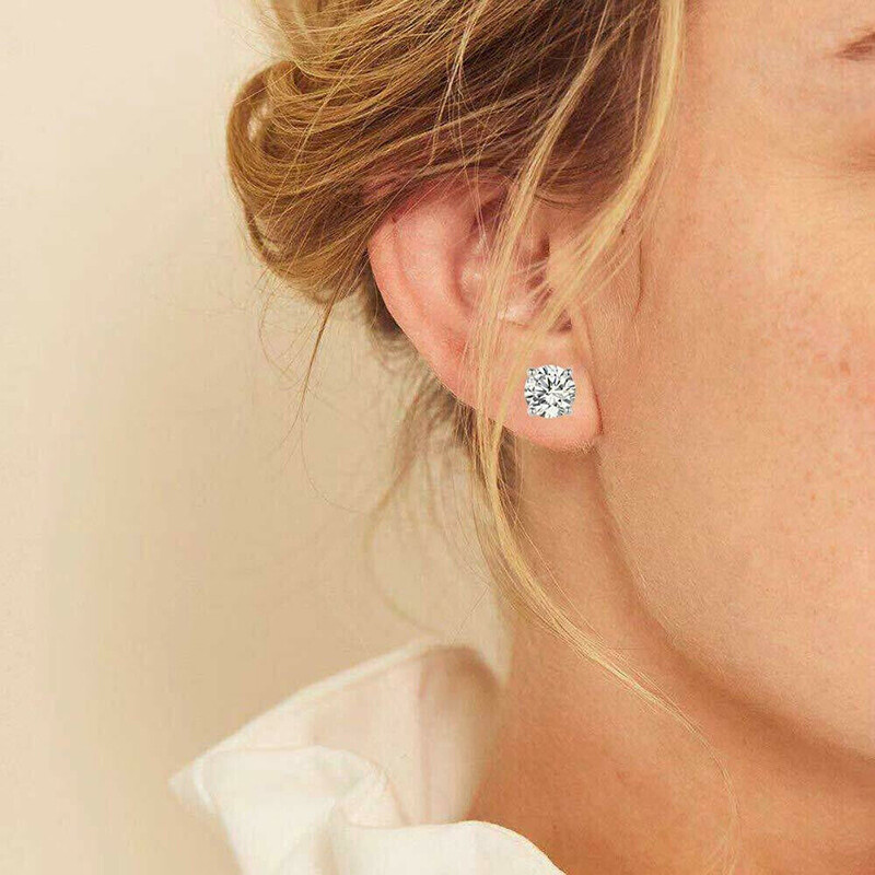 1-3 Pairs 925 Sterling Silver Round Earrings Cubic Zirconia Womens Mens Jewelry