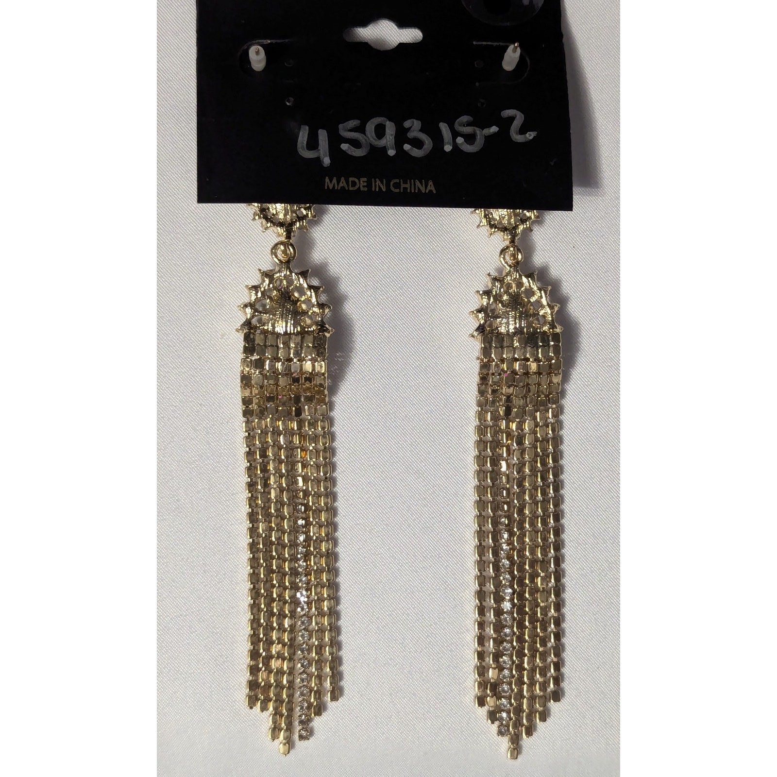 nOir Rhinestone Tassel Earrings