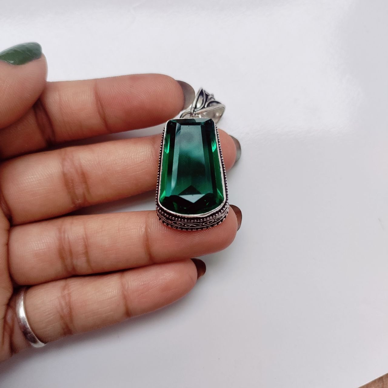Paraiba Tourmaline Gemstone Handmade 925 Sterling Silver Jewelry Pendant 1.80″