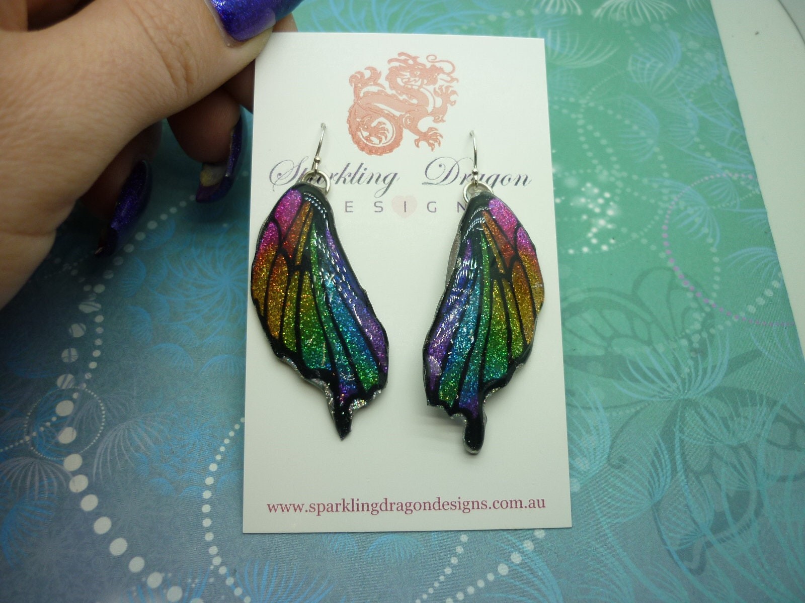 Butterfly Wing Earrings Sparkling Rainbow – Fairy Jewellery, Fun Gift for her