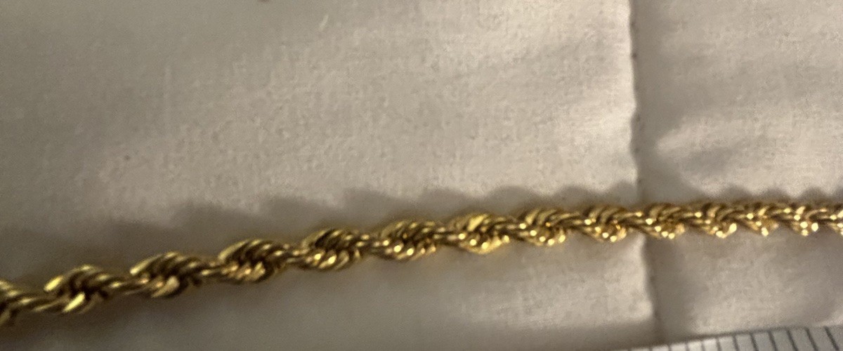 Gold Tone Rope Chain Necklace 30 in Metal, No Stone