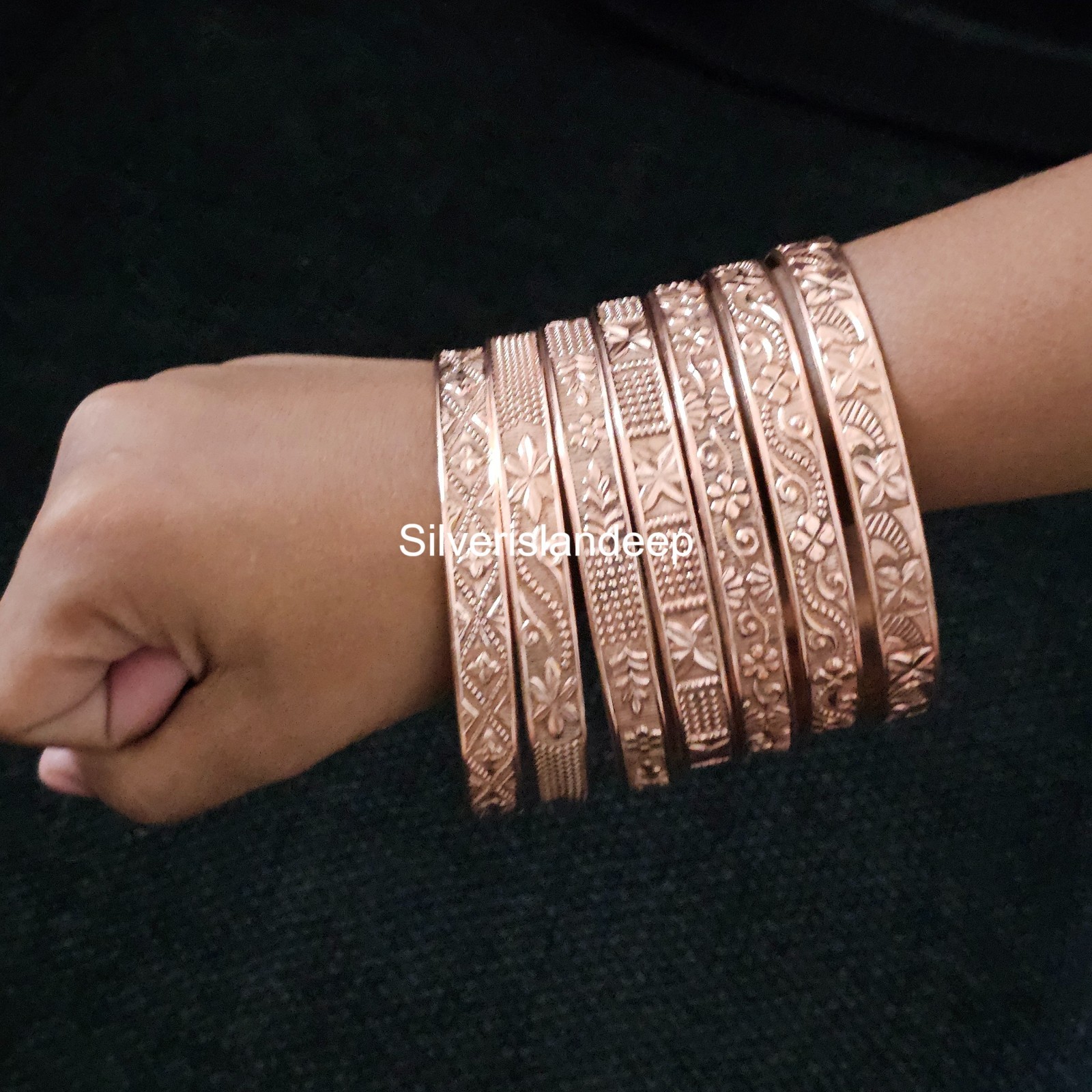 Pure Copper Bangles Set Of 7 Bangles Statement Bangles For Women Jewelry NABAA-5