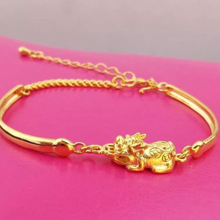 22K 23K 24K Thai Baht Yellow Gold Pixiu Necklace Women’s Bracelet Accessories