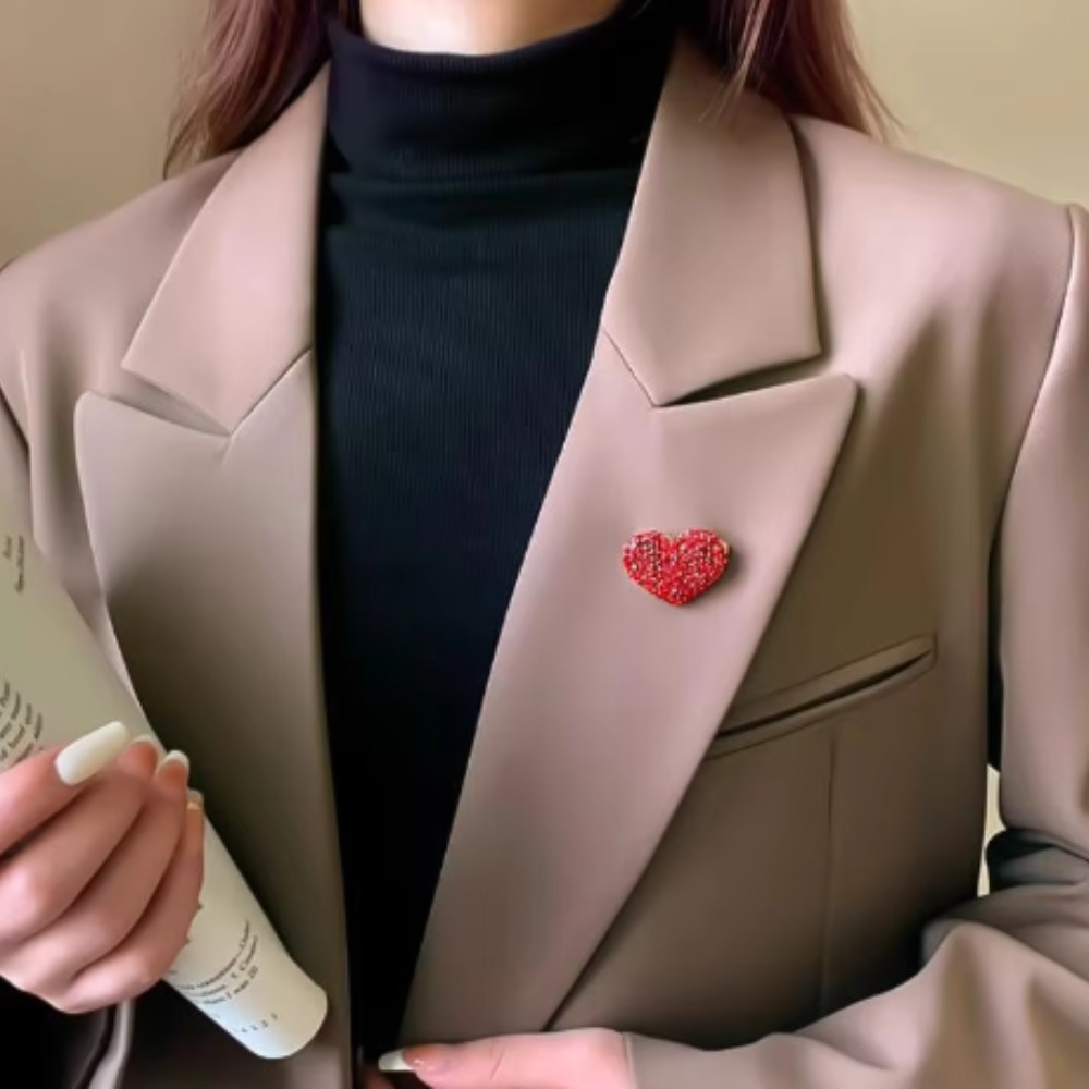 Classic Red Love Rhinestone Brooch For Women Gift Pin Jewelry Accessories USA